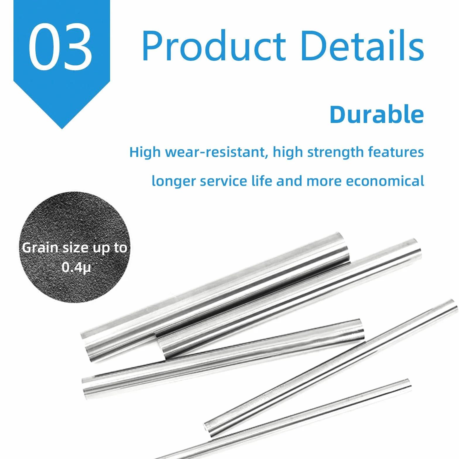 Barra tonda in carburo di tungsteno YG8 diametro 3 mm lunghezza 150 mm per lavorazioni meccaniche di precisione