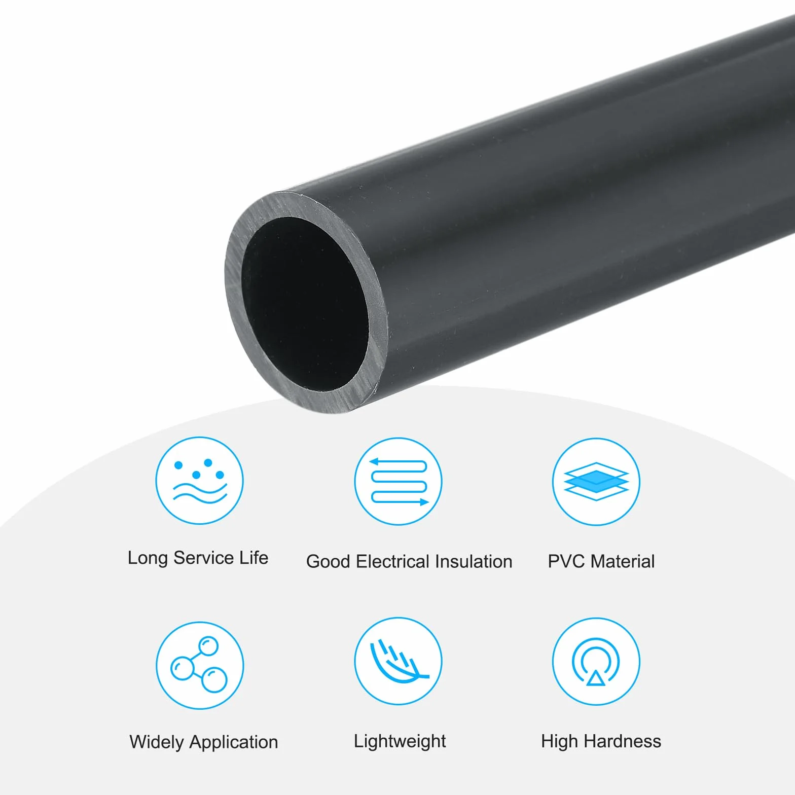 Tubo Rigido Rotondo in PVC 17,6mm ID 22mm OD 330mm Grigio Scuro Alta Resistenza per Tubi d'Acqua Guaina Cavi