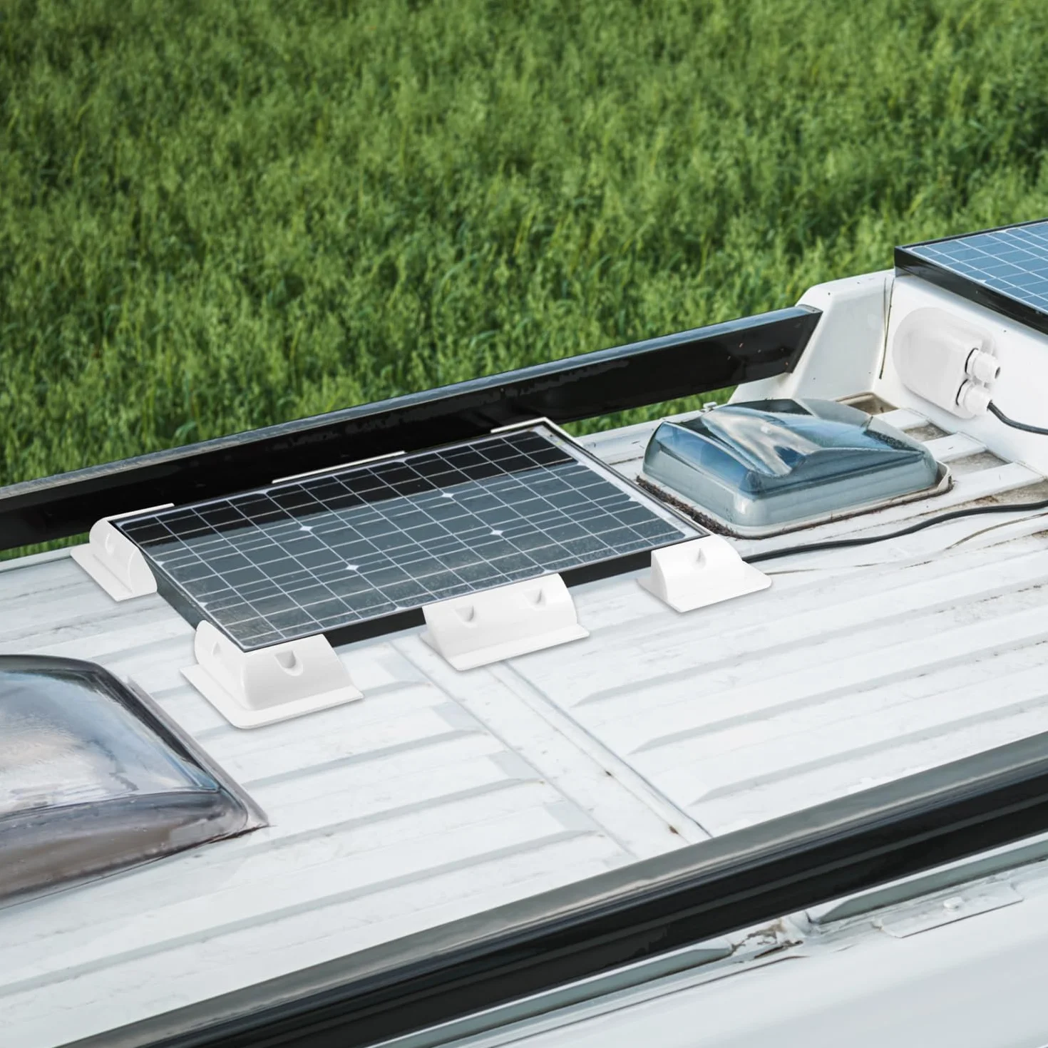QWORK® Staffe di montaggio per pannelli solari, senza trapano, per camper, tetti, bianco, 7 Pz