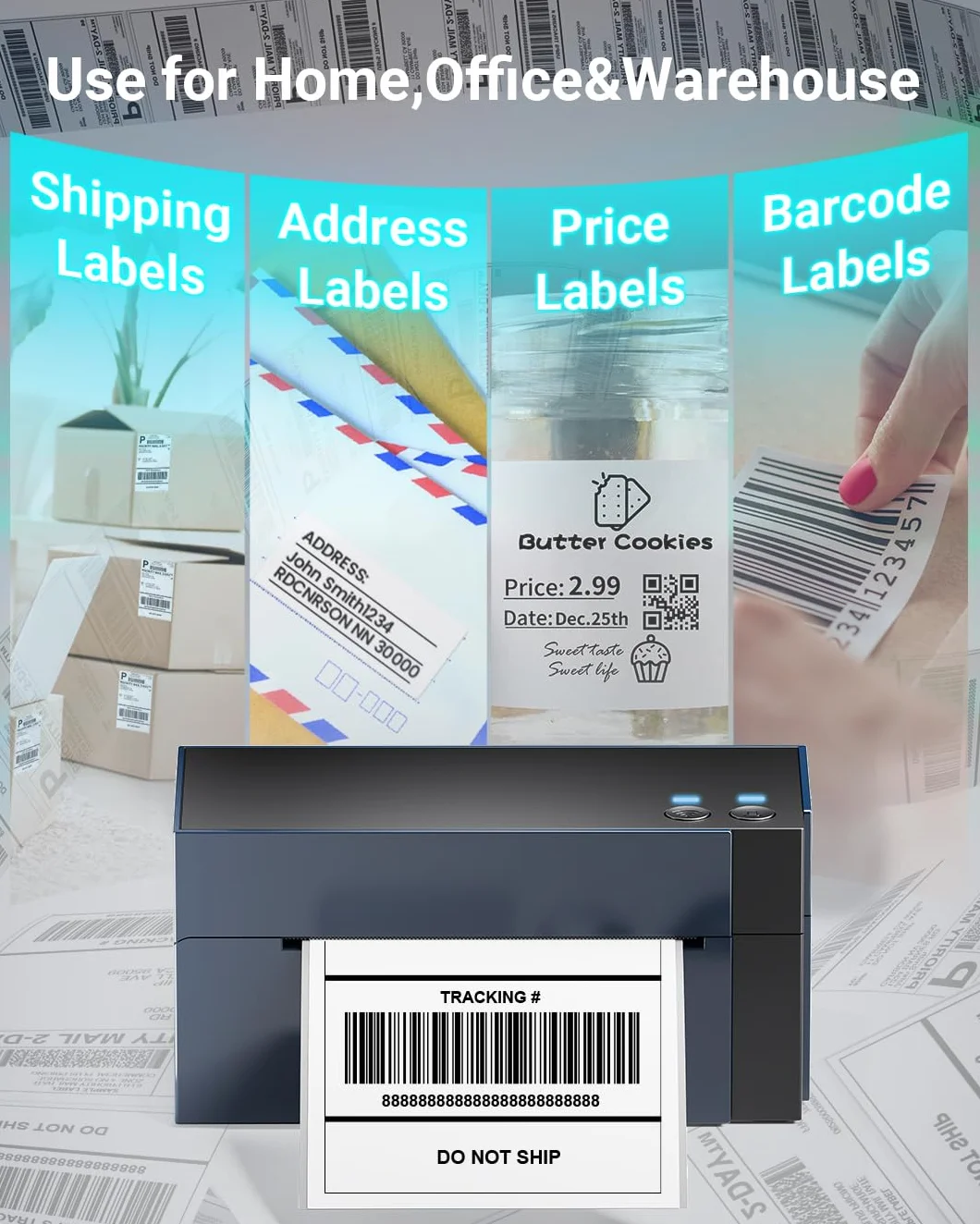 Phomemo WiFi Shipping Label Printer 4x6, 344WF Stampante Termica WiFi per Etichette di Spedizione per Piccole Imprese, Creatore di Etichette Postali, Compatibile con eBay, Shopify, Amazon, FedEx, USPS