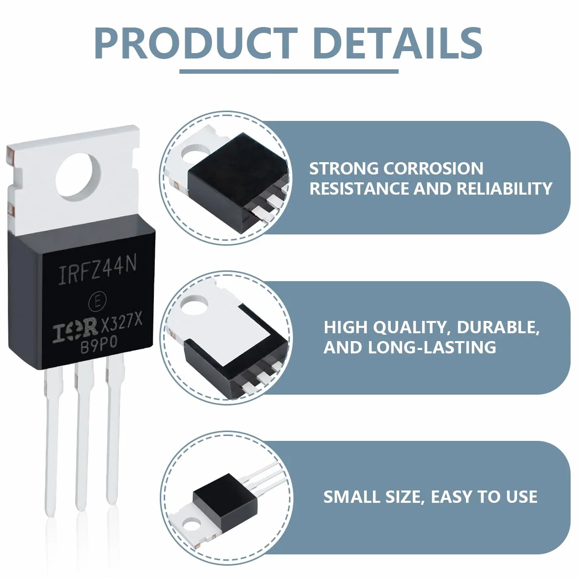 Transistor MOSFET IRFZ44N 49A 55V TO-220 Canale N MOSFET di Potenza a Effetto di Campo