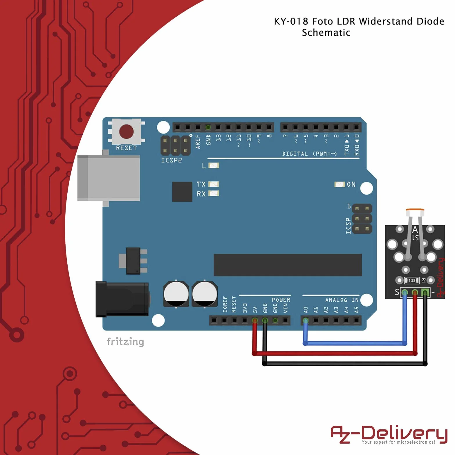 AZDelivery 3 x KY-018 LDR Sensore di Luminosità con Fotoresistenza Diodo compatibile con Arduino incluso un E-Book!