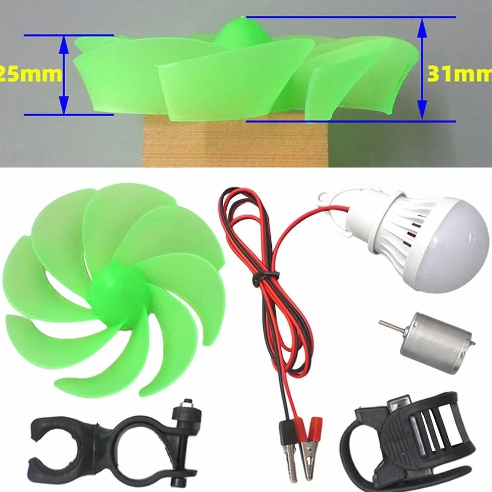 Generatore di turbina eolica, Mini lama del motore della turbina eolica, W/lampadina Kit fai da te Generatore di energia alternativa, Accessori solari