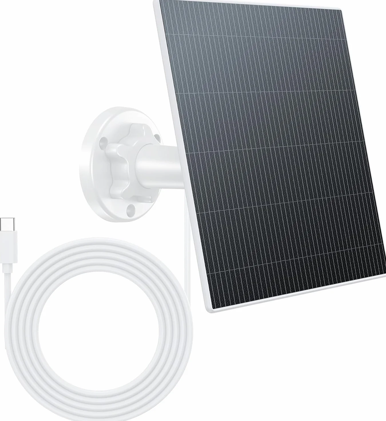 Pannello Solare 6W per Telecamere di Sicurezza a Batteria da Esterno, Modulo Solare 5V USB-C, Compatibile con Telecamere a Batteria, Regolabile 360°, IP65 Impermeabile, Cavo 3m (6W 1-Pack)