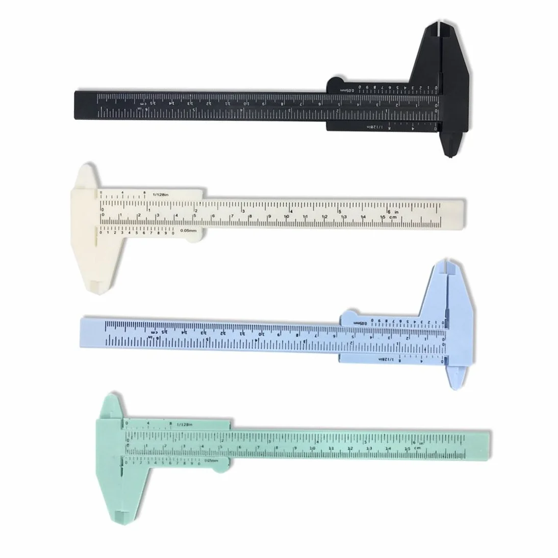 Plastica Calibro a Corsoio 150mm 4 Pezzi Combinazione Bianco Blu Verde Nero