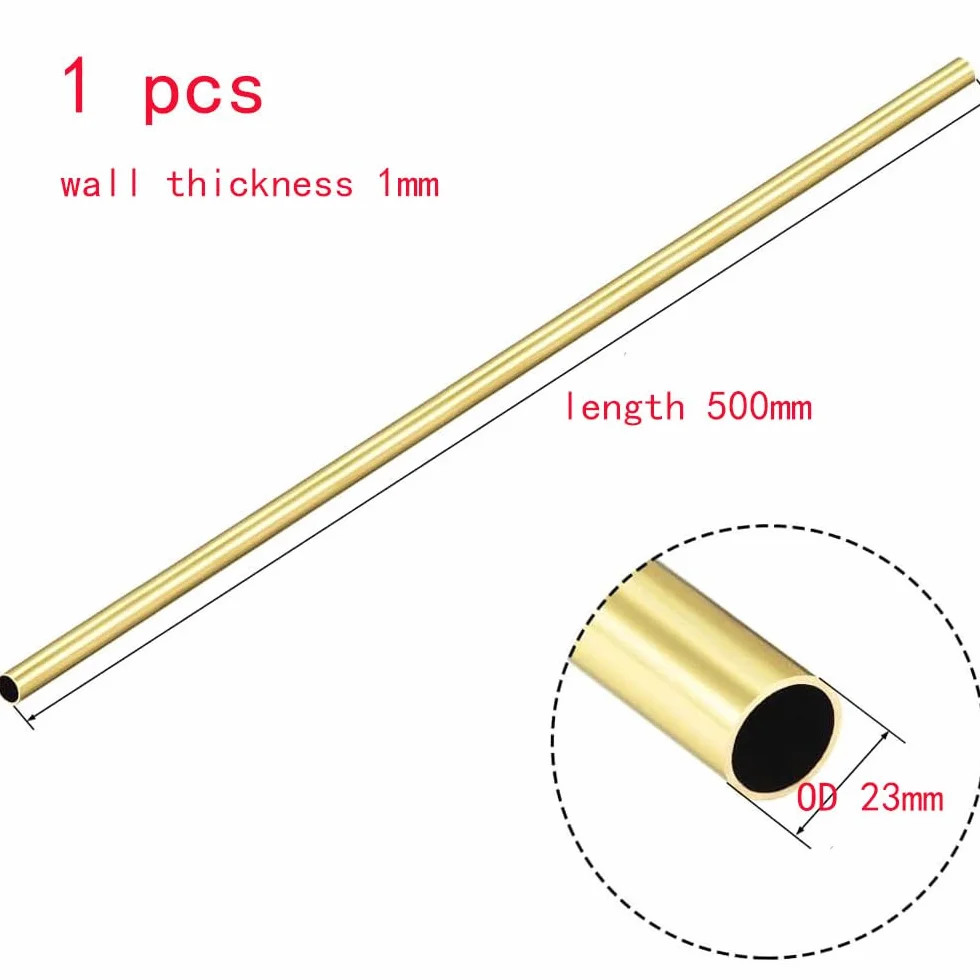 Tubo in Ottone H62 500 mm Spessore 1 mm Diametro Esterno 23 mm