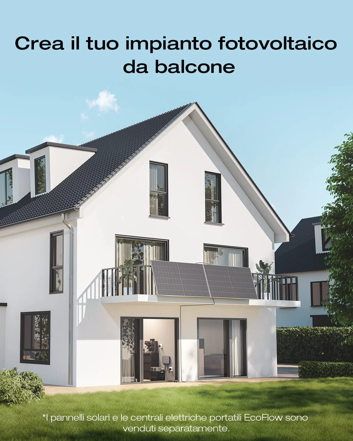 ECOFLOW Impianto fotovoltaico da balcone PowerStream,microinverter grid tie e pannelli solari rigidi 400W×2,compatibile con centrali elettriche portatili e Smart Plug ECOFLOW (Non è incluso il cavo)