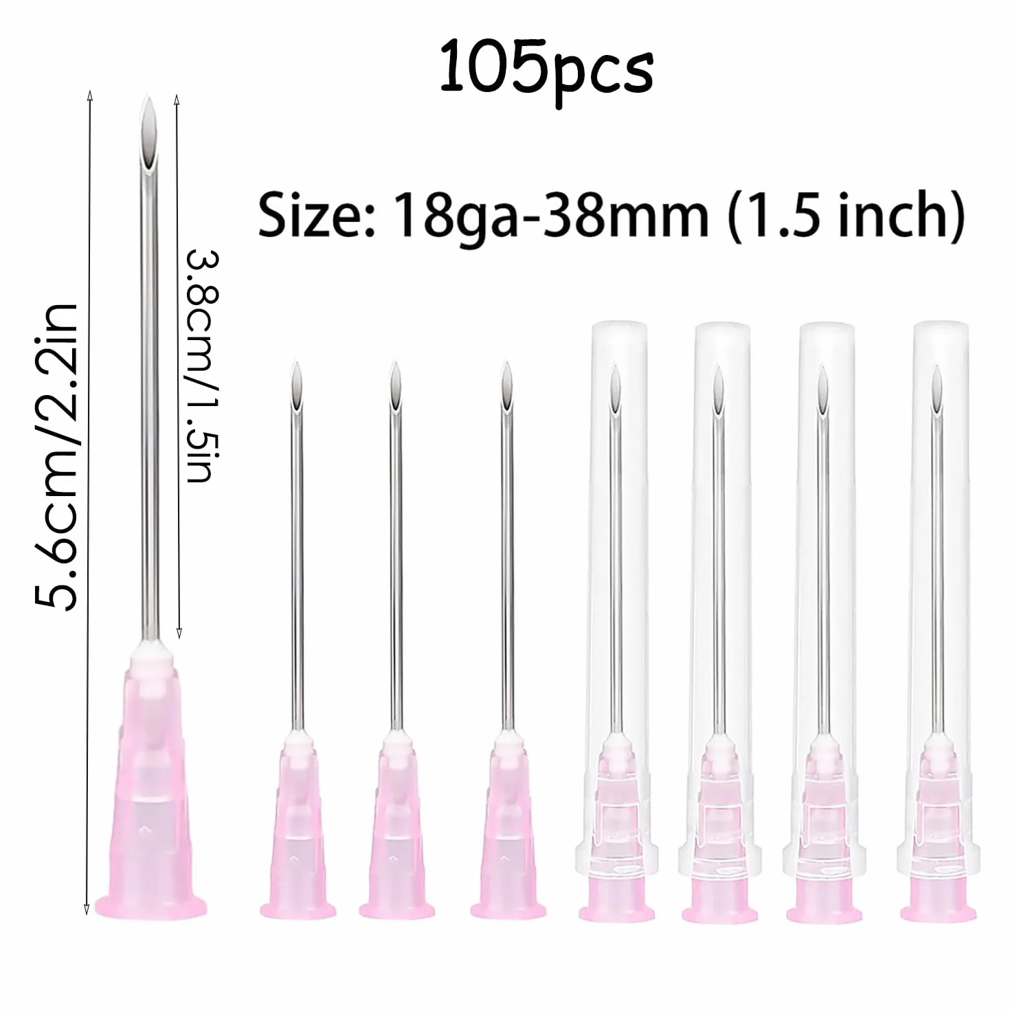 18 G 1.2 mm x 38 mm Tubo di Consegna in Acciaio Inossidabile 105 Pezzi Fluidi di Ricarica
