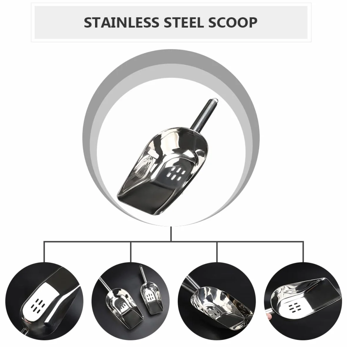 Cabilock 2pezzi Paletta Per Ghiaccio Acciaio Inossidabile Con Manico Per Cucina e Bar Utensile Versatile Per Servire Ghiaccio e Alimenti Facile Da Pulire e Maneggevole