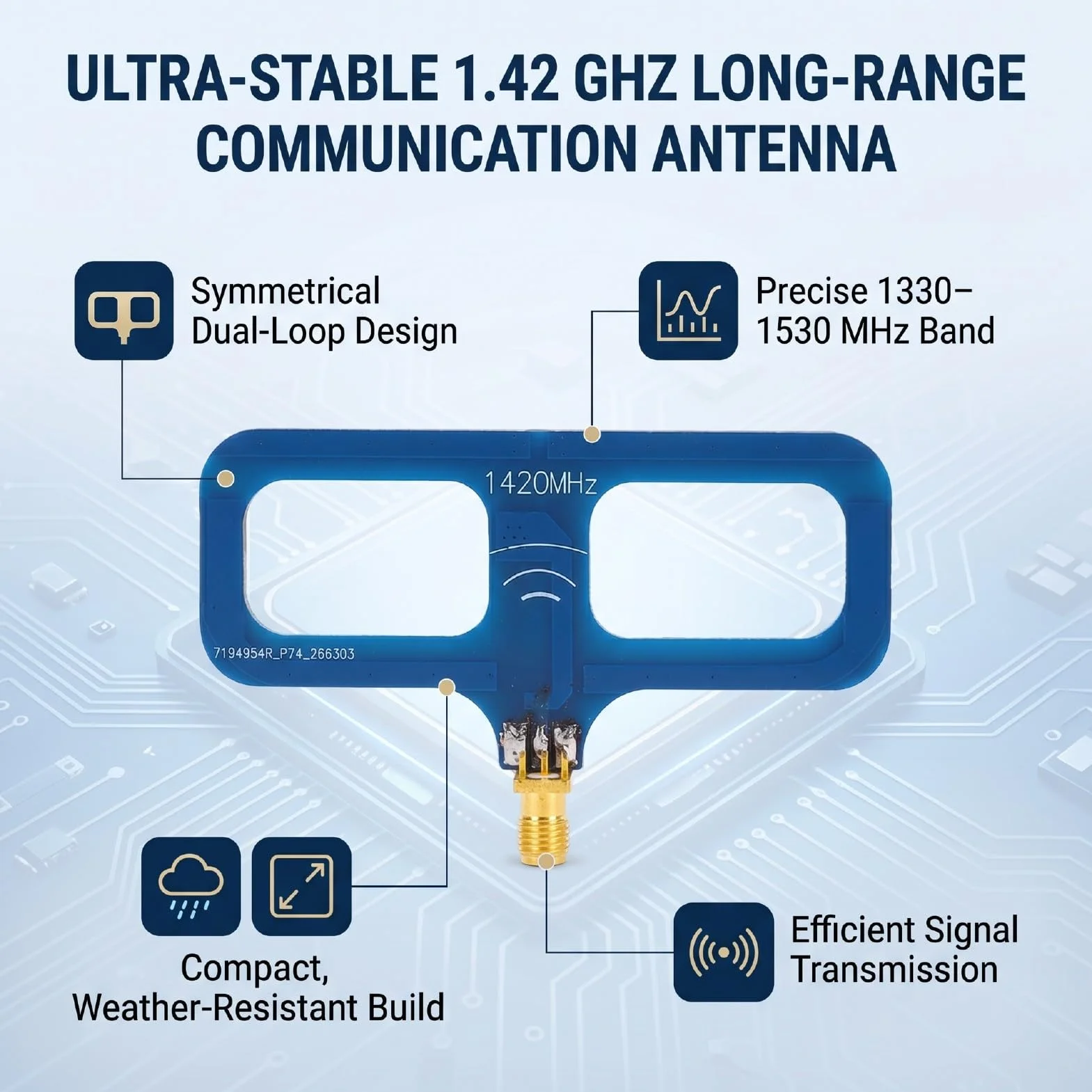 RF da 1,42 GHz, Ad Anello PCB SMA 1330-1530 MHz, con Segnale VSWR Basso da 4,6 DBi 50 W per Dispositivi Remoti di Radioastronomia SDR (Spina femmina)