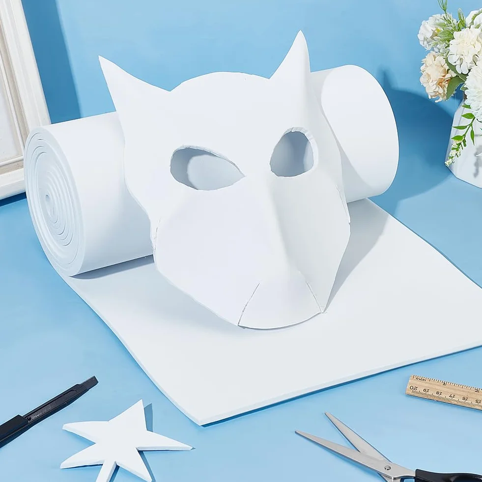 BENECREAT Foglio di schiuma EVA bianco 3x30 cm, Schiuma EVA ad alta densità grande rotolo per artigianato artistico e cosplay