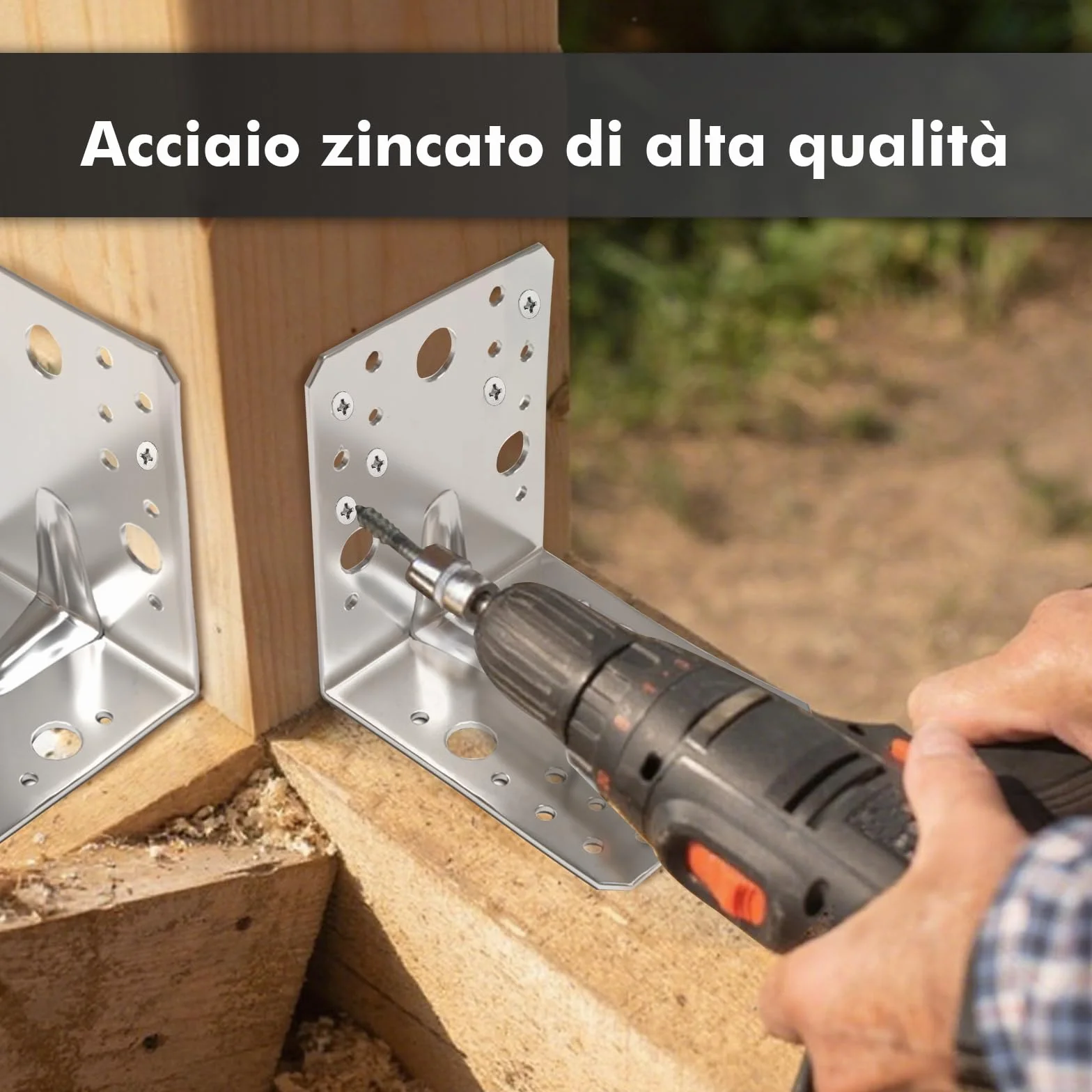 Shinfly 12 connettori angolari 105 x 105 x 90 mm, spessore 2,5 mm, zincato