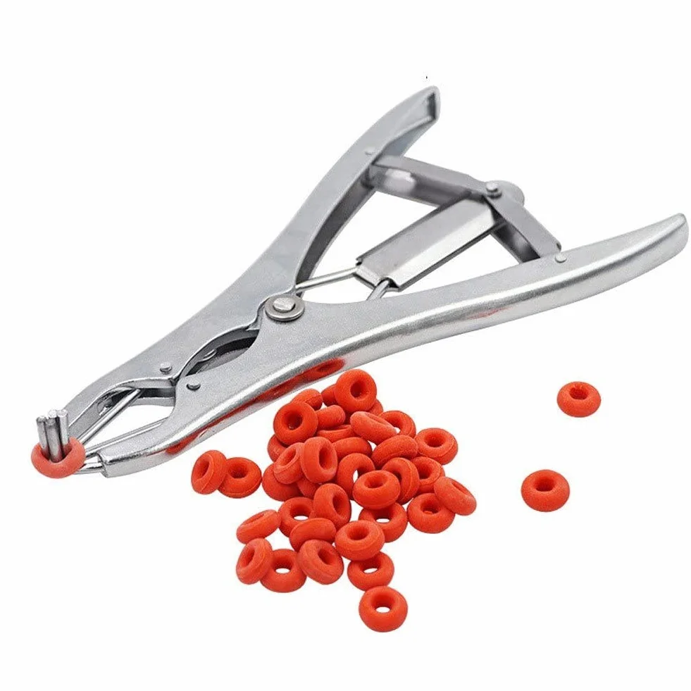 Pinza per castrazione Anello 100 pezzi Anello di gomma per coda di taglio cerchio elastico per castrazione per ovini bovini da fattoria