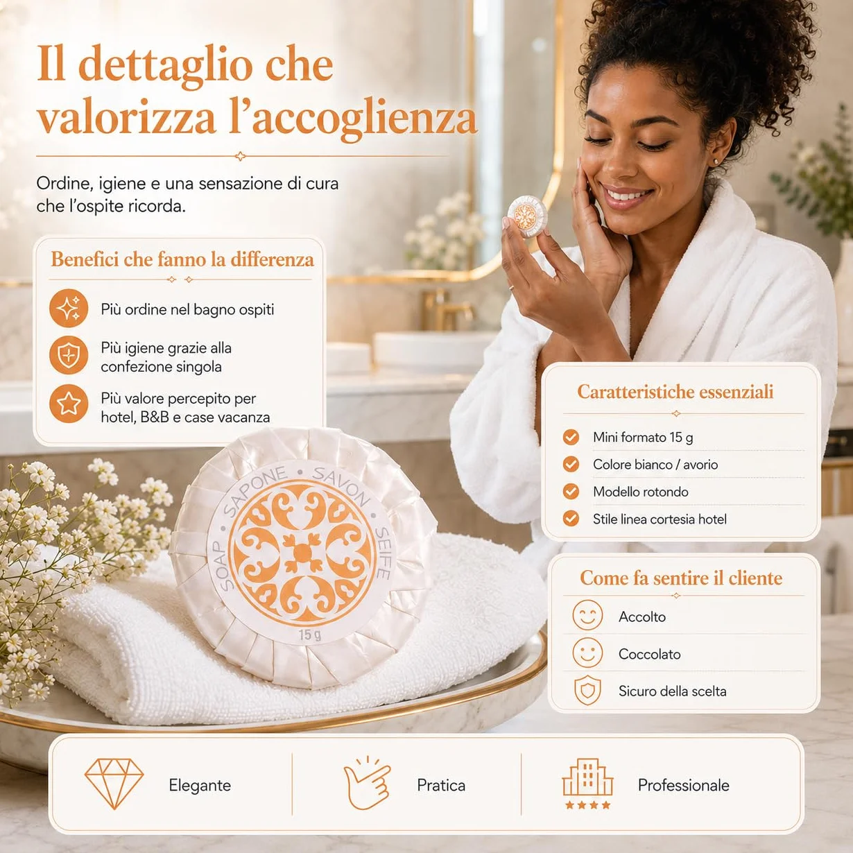 Saponette monouso hotel 15 gr linea cortesia per albergo B&B