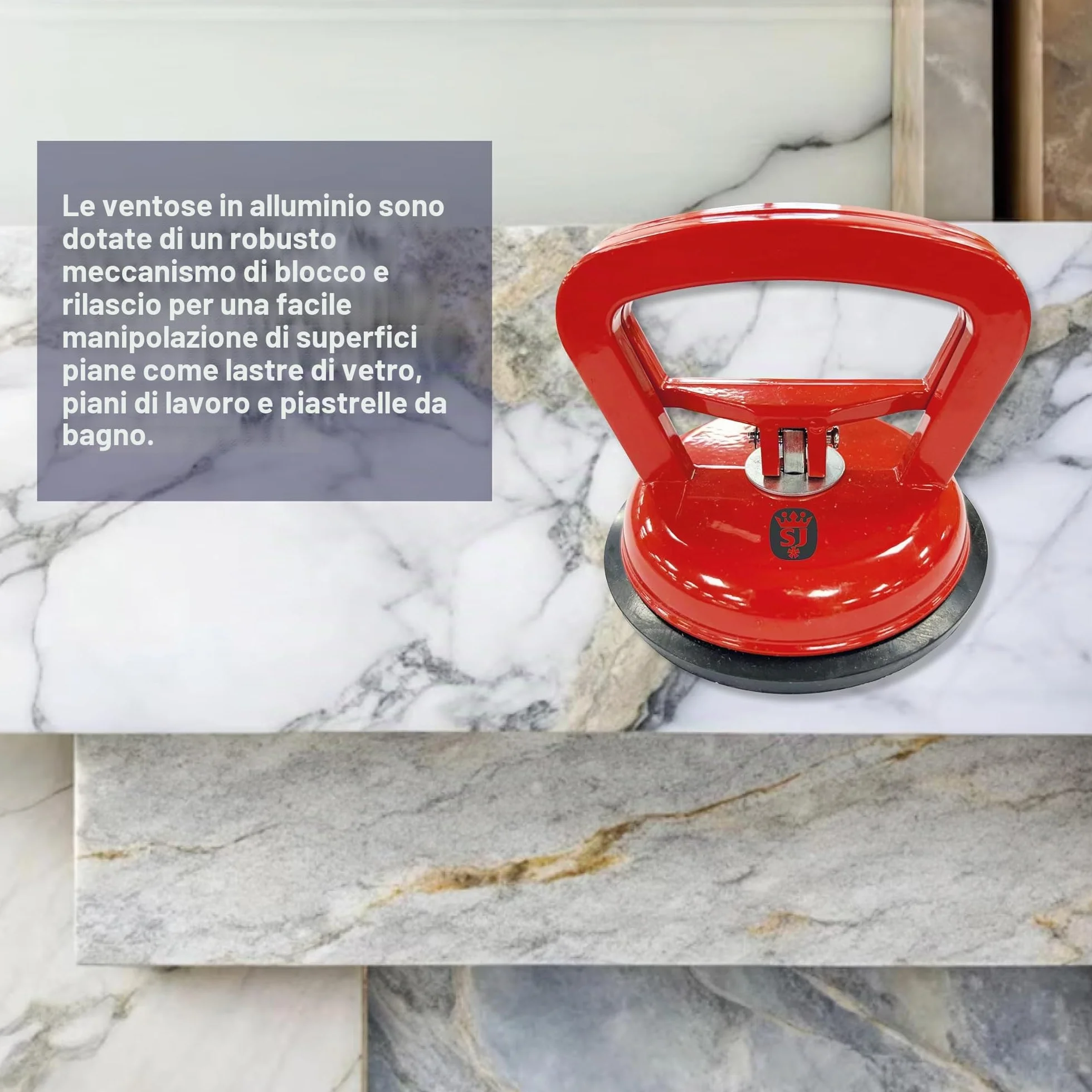 Spear & Jackson ASCS118 - Ventosa Singola ad Alte Prestazioni – Capacità di Sollevamento 50 kg – Sistema di Bloccaggio e Rilascio Facile