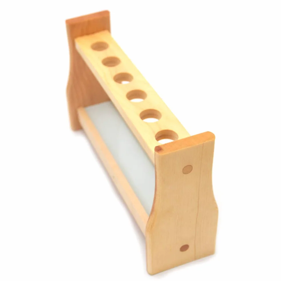 Supporto in legno per provette da 21 mm, con foro da 21 mm, per chimica, portaspezie, da laboratorio (25 ml, 6 fori)