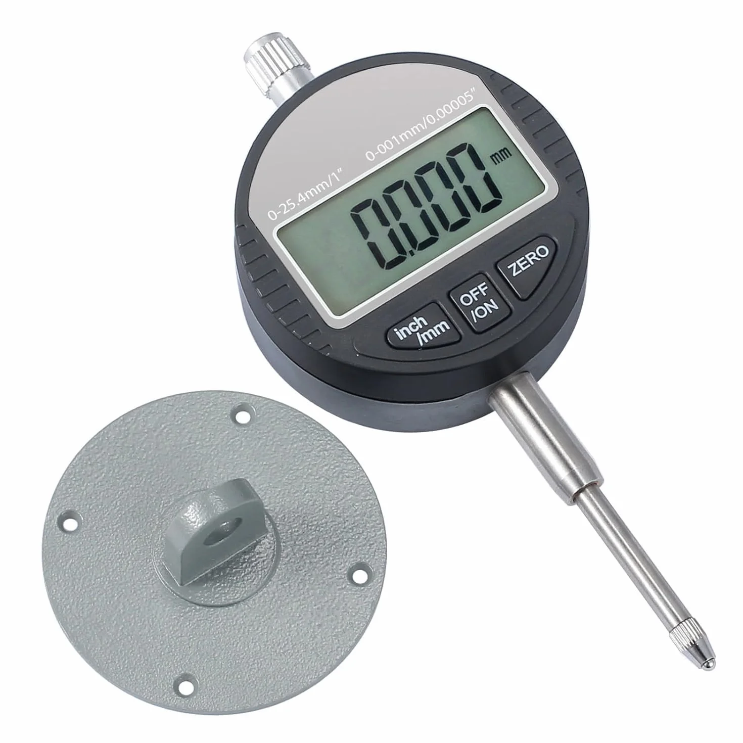 AUTOUTLET Comparatore Micrometro Millesimale DTI 0,001/0,00005” Indicatore a Quadrante Digitale Calibro di Precisione da 0-25,4 mm/1'' Indicatore Elettronico