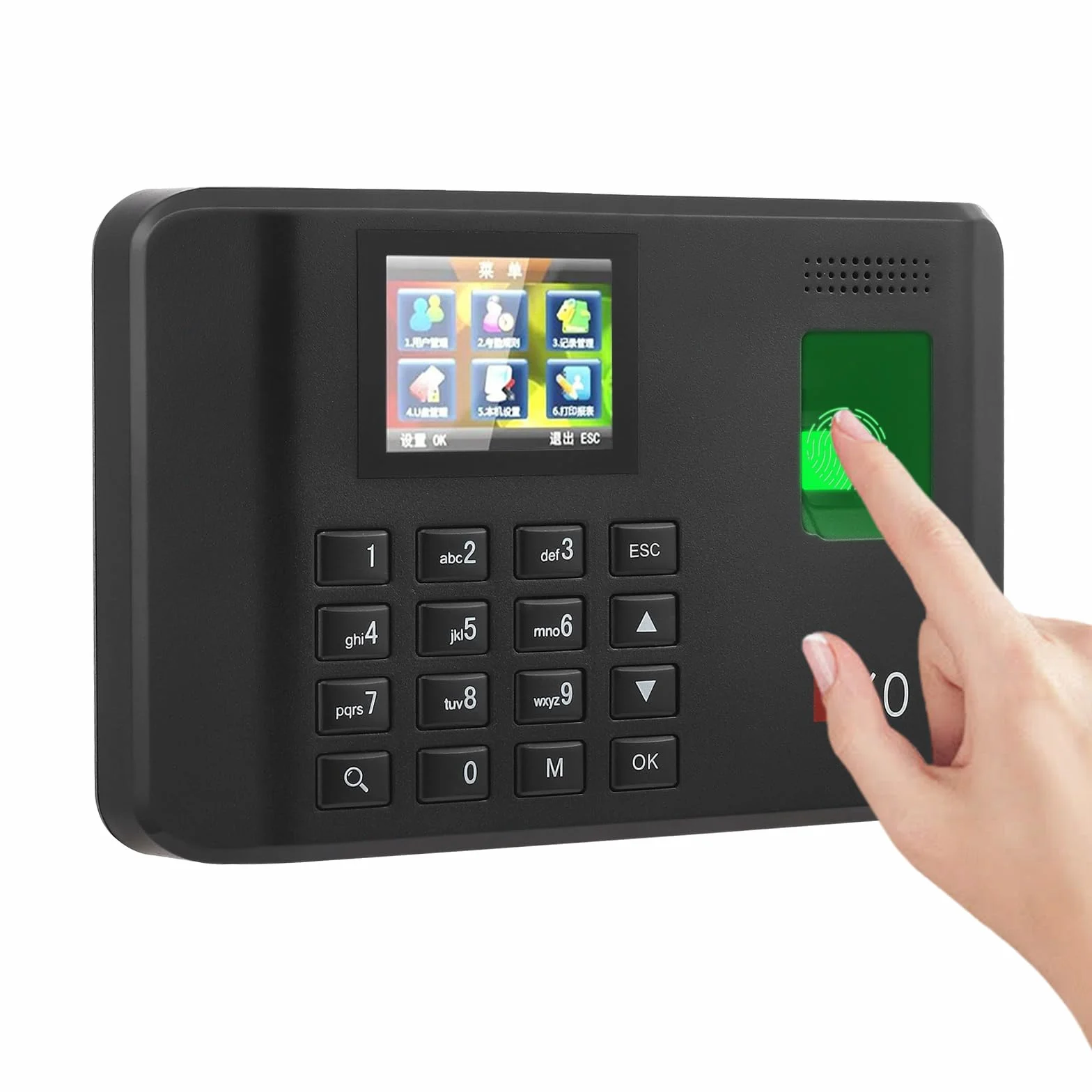 Rilevatore Presenze, Timbracartellini Dipendenti con Impronta Digitale(Può Essere Commutato in Italiano), Timbratrice Presenze Dipendenti Checking-In Registratore Orologio Tempo per Piccole Imprese