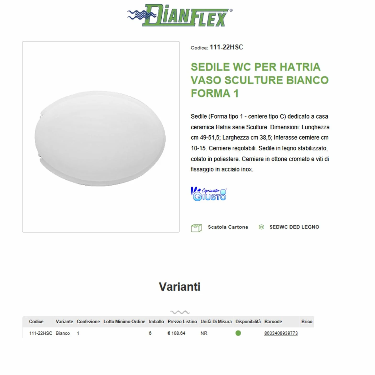 Copriwater per Hatria Vaso Sculture