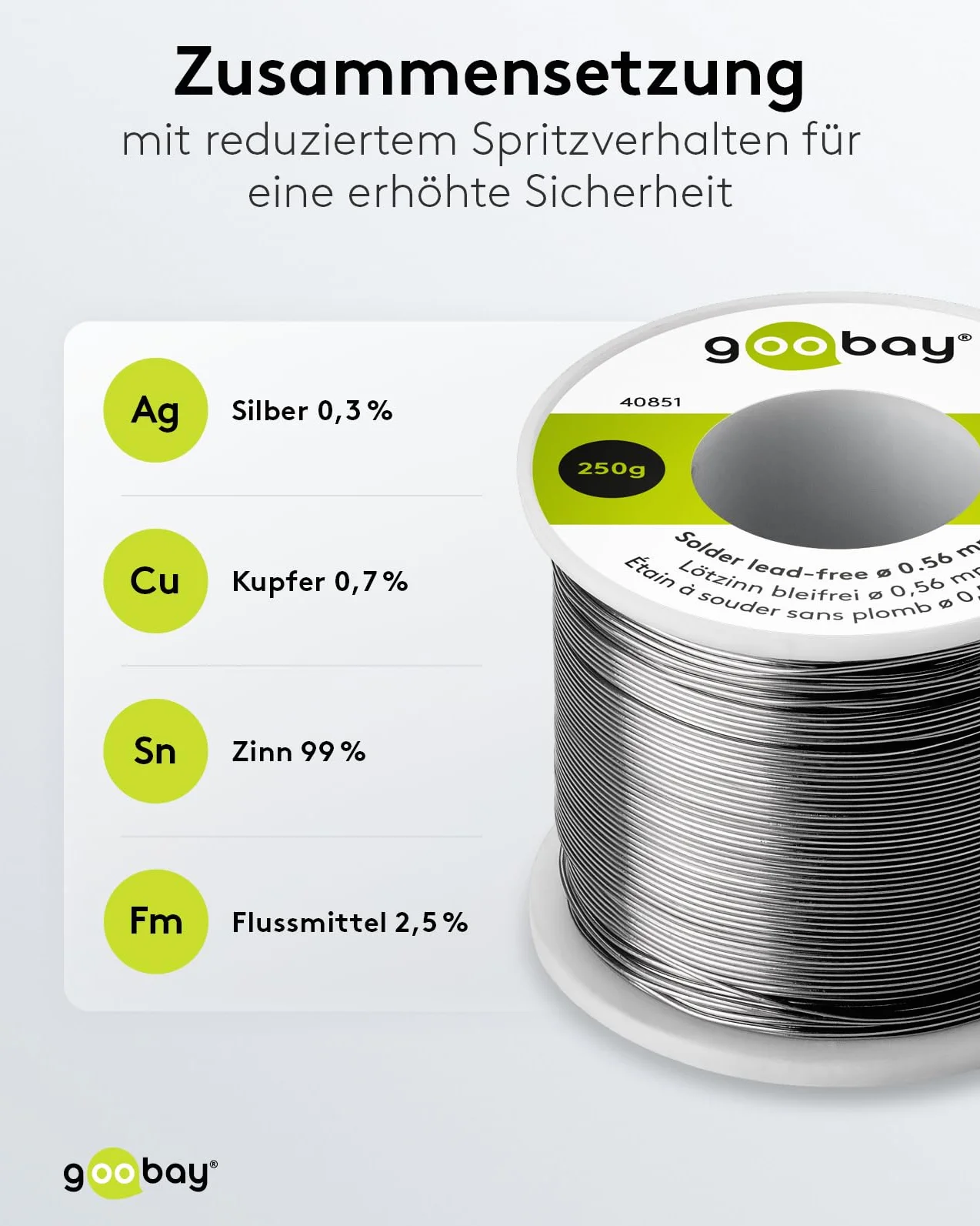 Goobay Stagno per saldatura senza piombo ø 0,56 mm 250 g 0,3% Ag