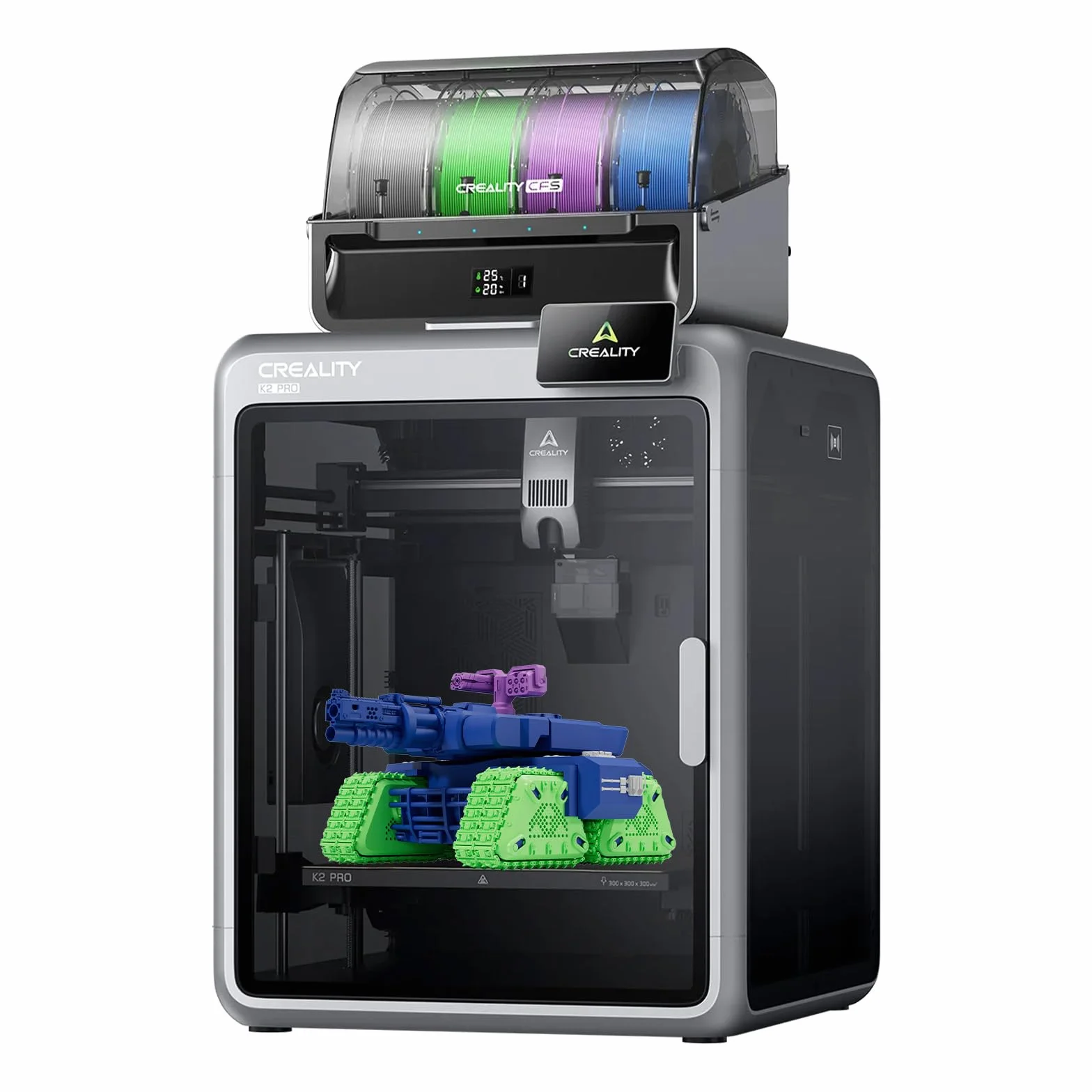 Creality K2 Pro Combo stampante 3D con CFS – stampa multicolore, 600 mm/s velocità massima, livellamento automatico, doppia fotocamera AI, riscaldamento dell'alloggiamento attivo & 300 x 300 x 300 mm