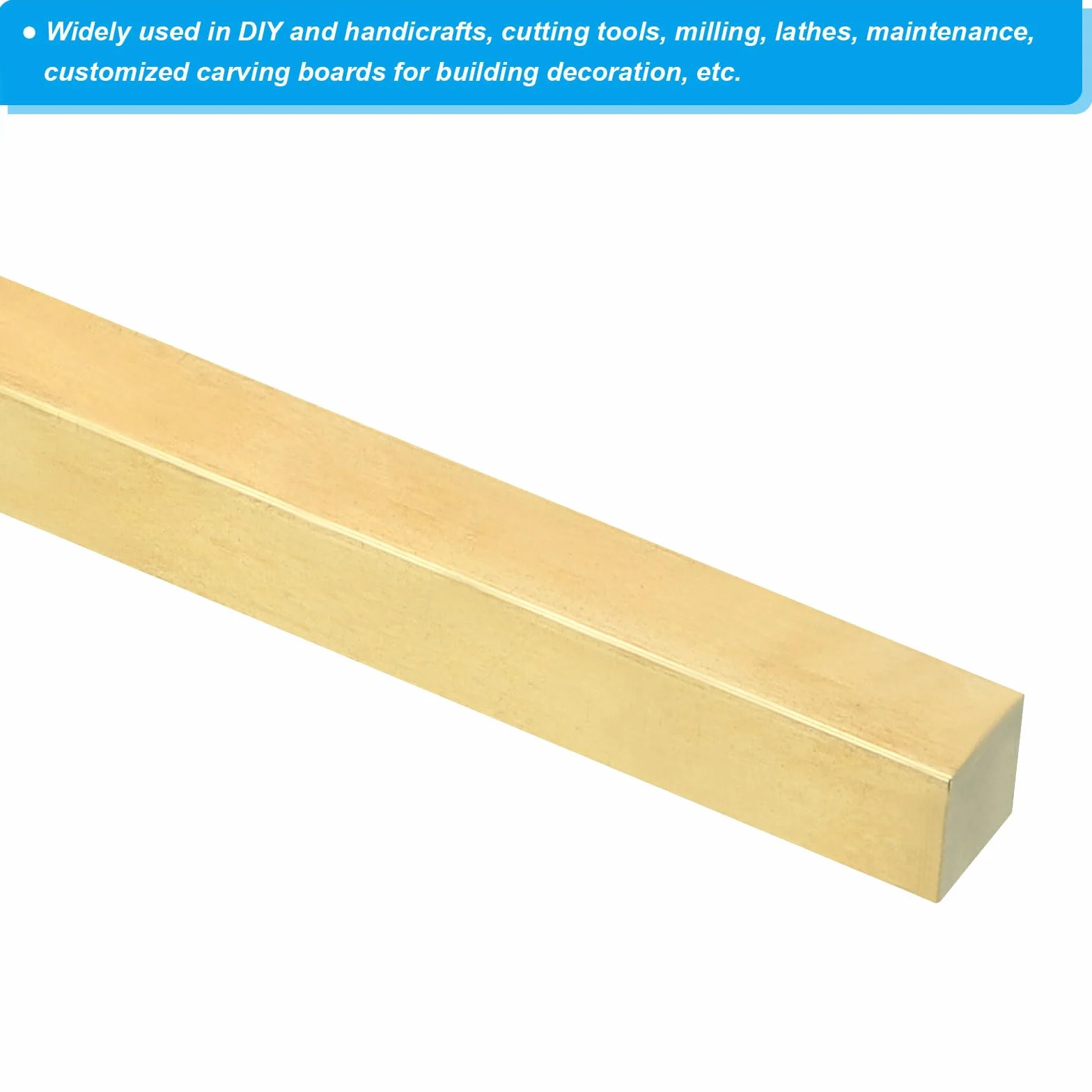 PATIKIL Barra Quadrata in Ottone H59, 0,39x0,39", Lunghezza 7,87", Materiale per Lavori di Falegnameria, Manutenzione, Decorazione Architettonica, Ottone