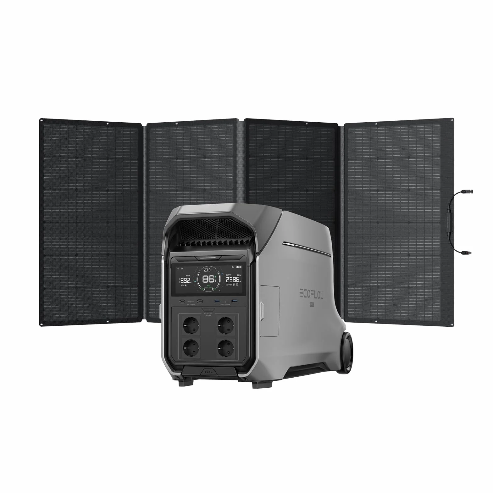 ECOFLOW Centrale elettrica portatile DELTA Pro 3&pannello solare 400 W, batteria LFP 4.096 Wh, espandibile a 12 kWh, uscita CA 4.000 W, generatore solare per casa, interruzioni di corrente, camper
