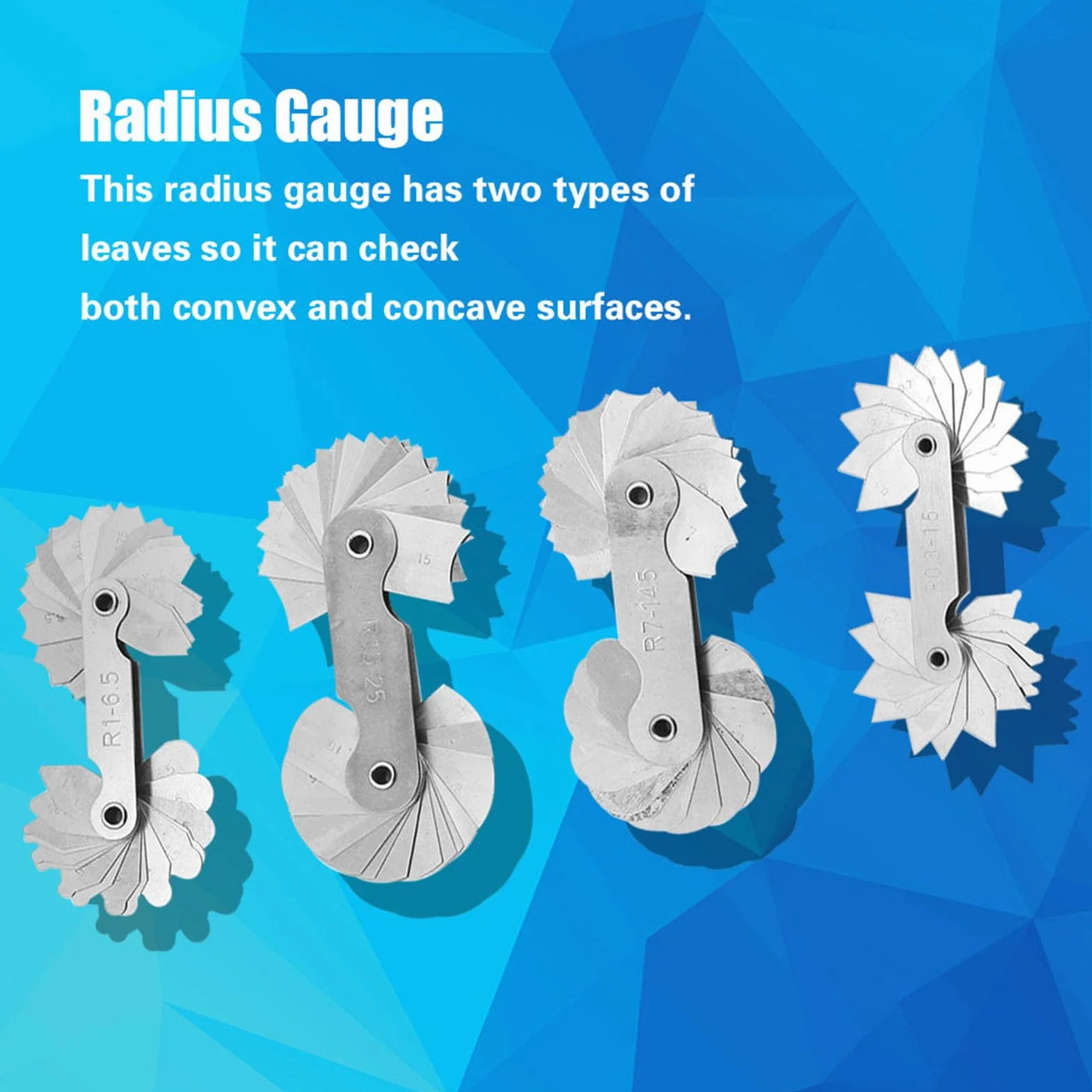 Raggio Strumento di misura convesso concavo in acciaio inossidabile R0.3-1.5 R1-6.5 R7-14.5 R15-25 per costruttori utensili stampi