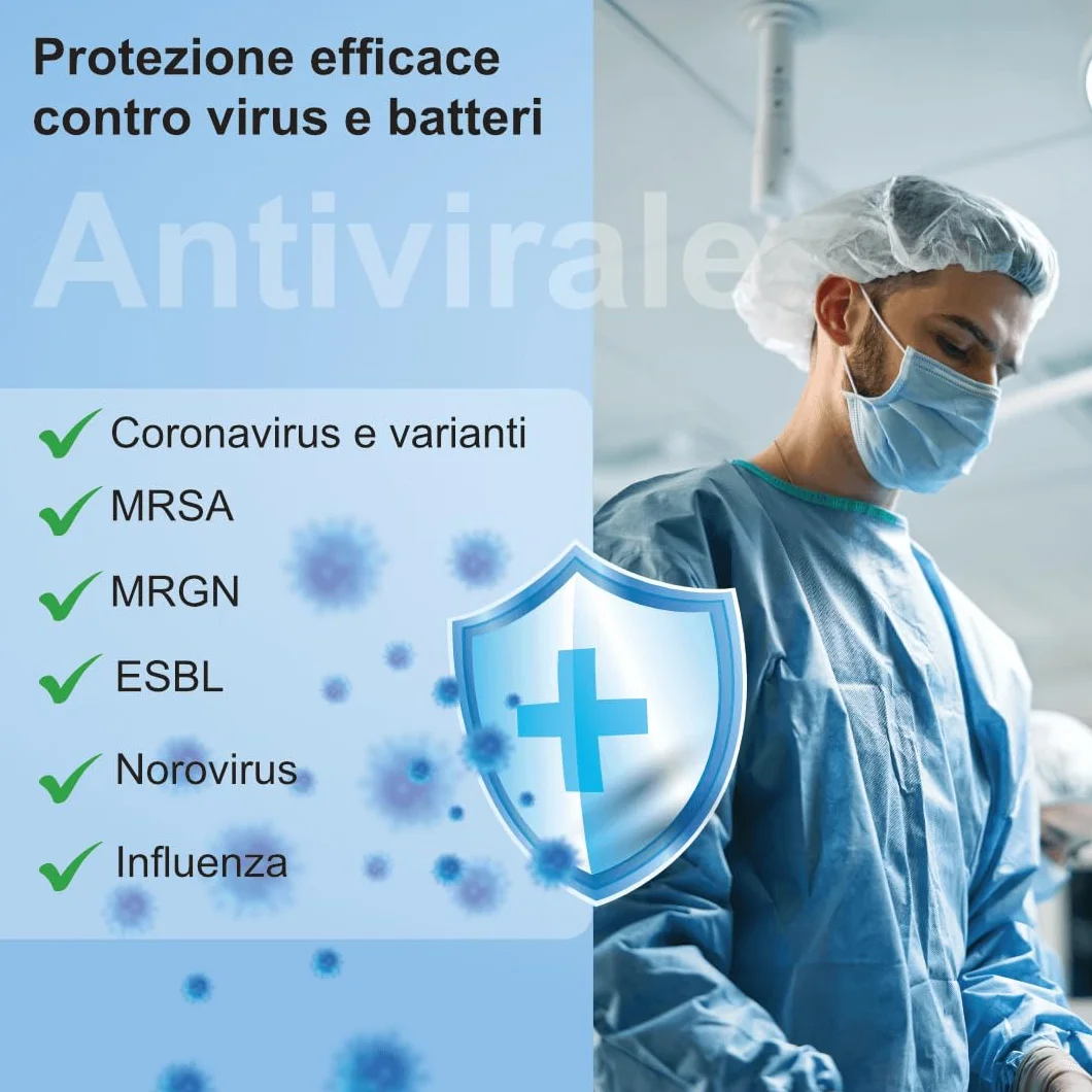 Camice Protettivo Monouso XL 10 Pezzi IEA Medical Antivirale Privo di Lattice