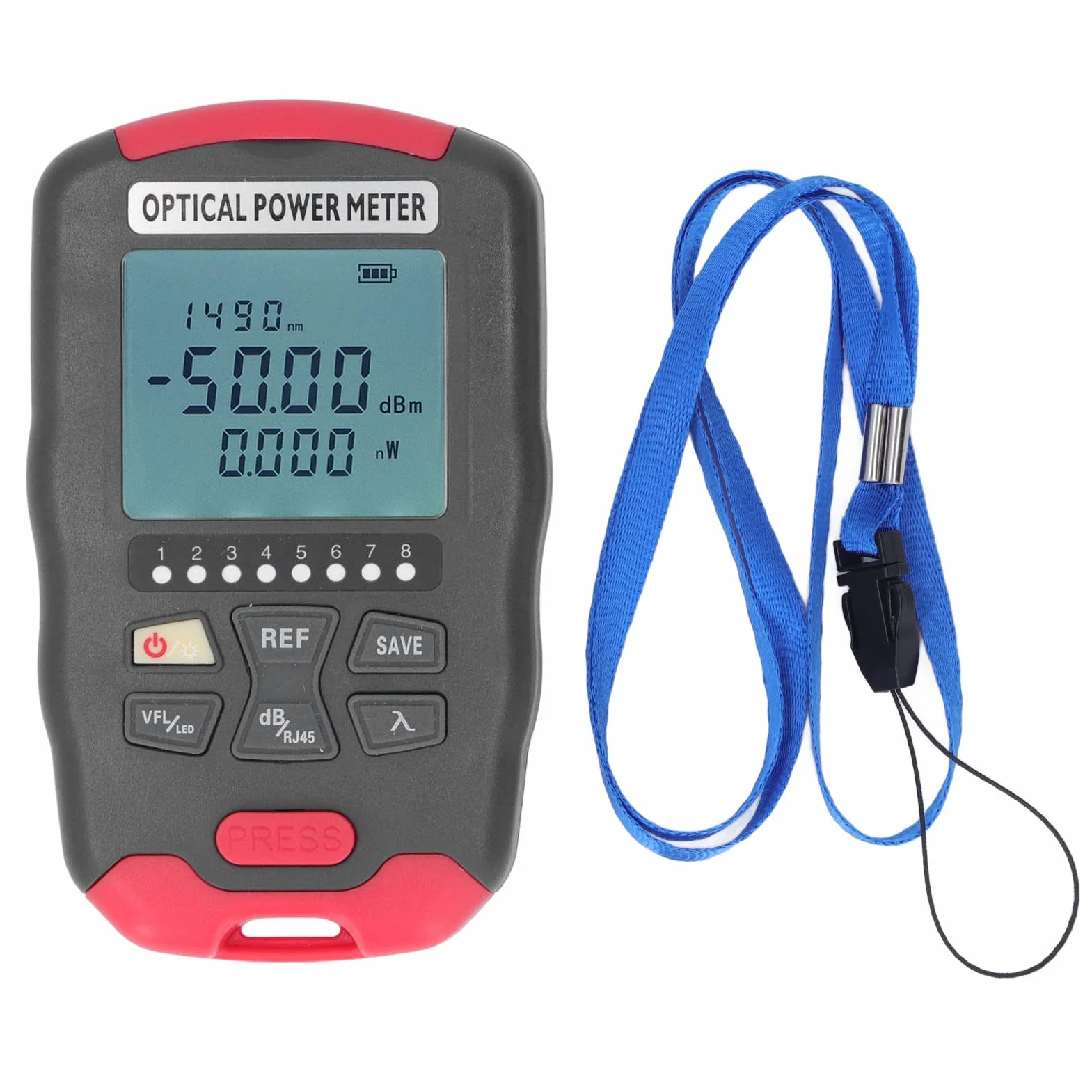 Tester per fibra ottica, tester di rete luminosa a LED Misuratore di potenza in fibra ottica ad alta precisione Ampia applicazione per test (da -70 a +10dBm)