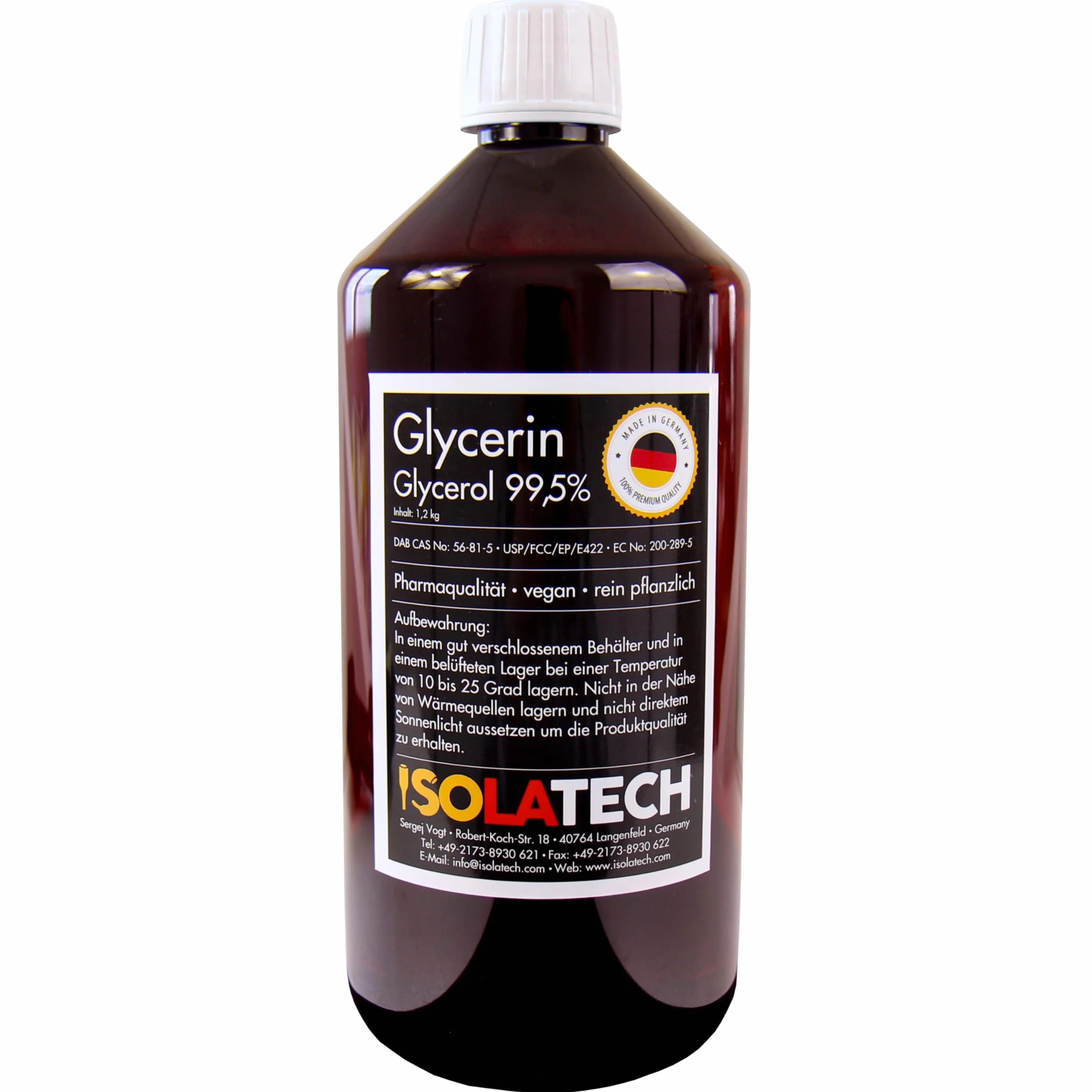 Glicerina vegetale 99,5% di grado farmaceutico 1L (1,2kg)