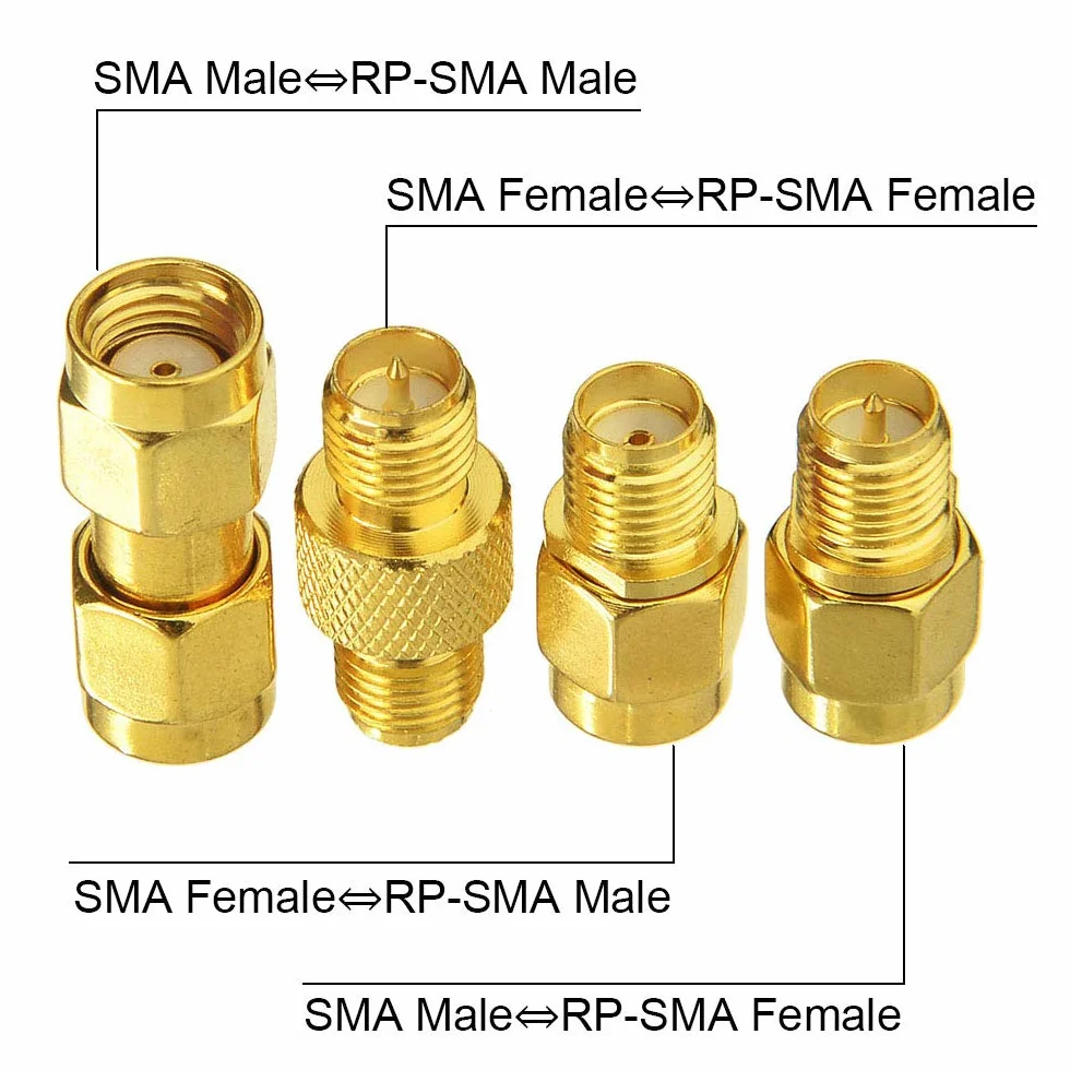 Superbat Connettore SMA 50ohm Femmina/Maschio RPSMA Kit 4 Pezzi RF per Antenna WiFi