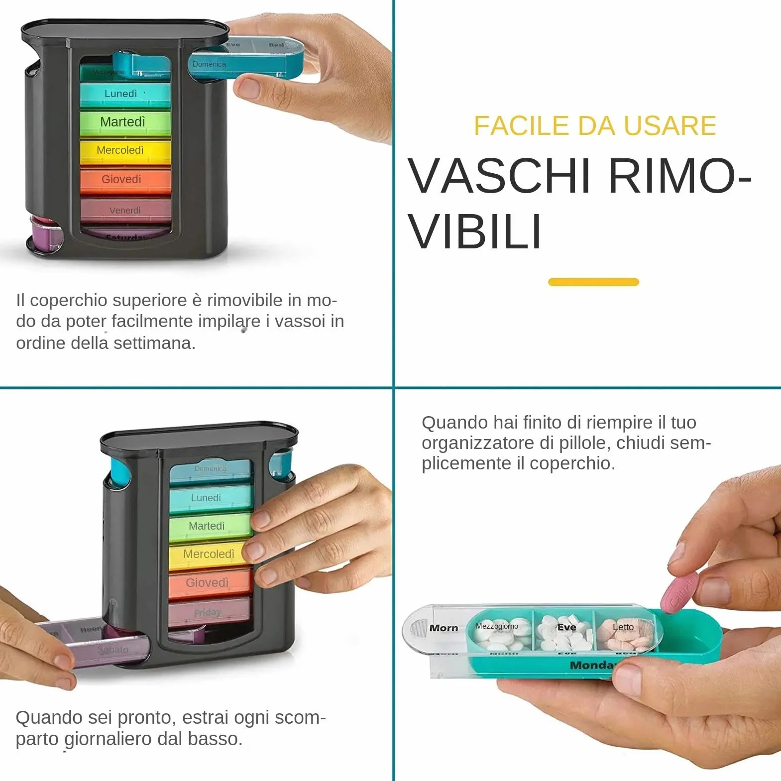 Portapillole da viaggio organizer settimanale per pillole scatola portatile carina dispenser medicinali
