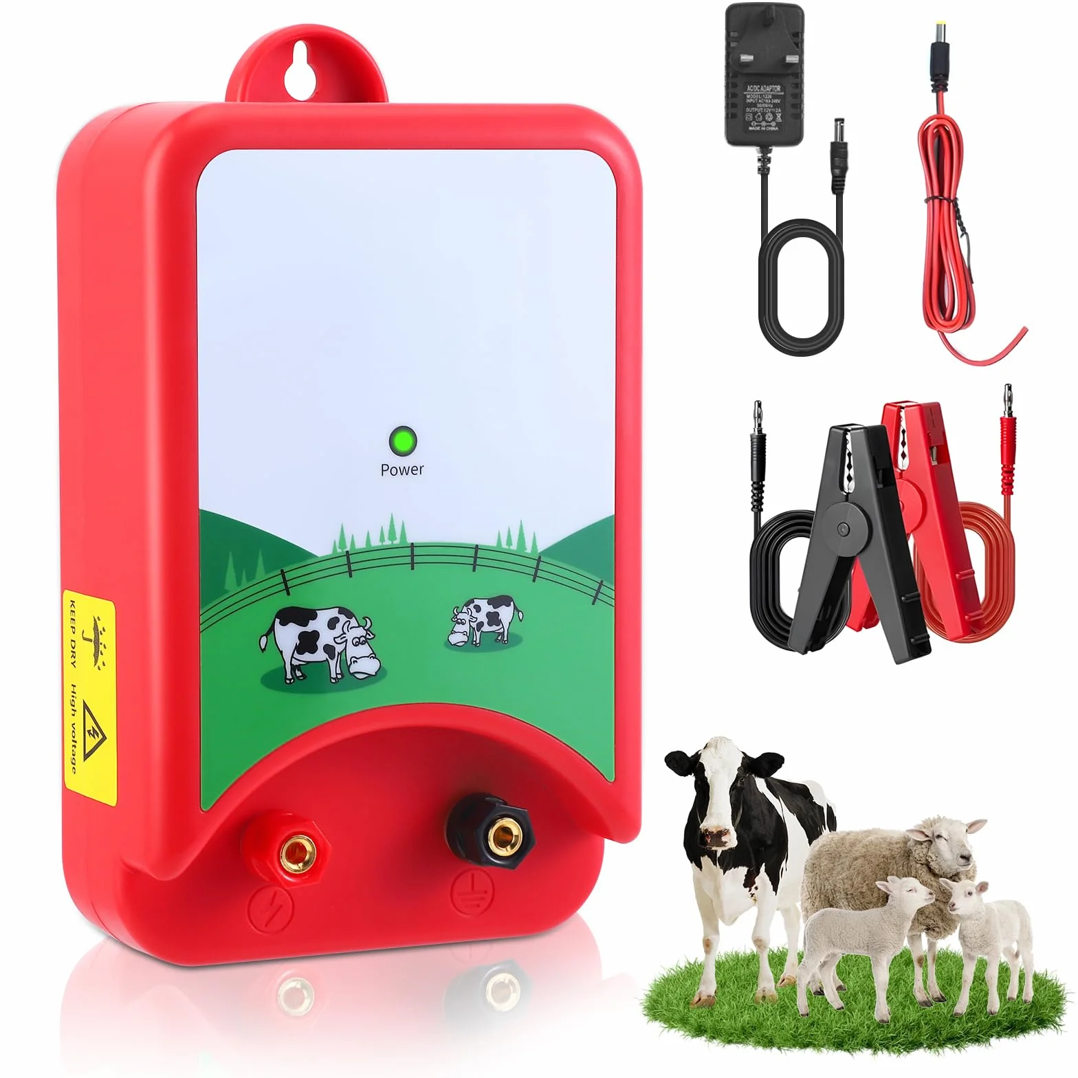 Elettrificatore Per Recinto Elettrico 10Km 12V 1.5J Per Animali Cane Cinghiale Cavalli Pecore