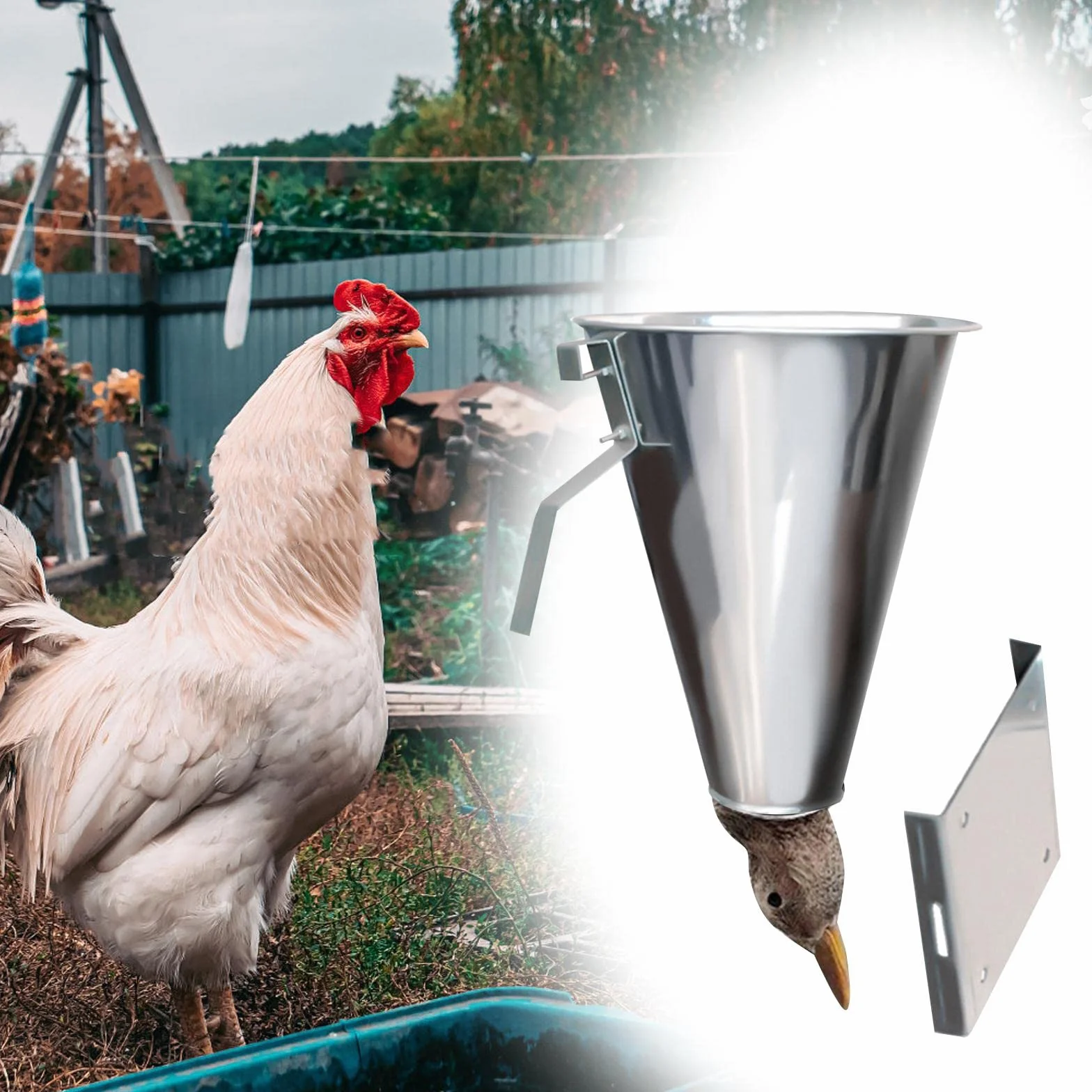 Generic Cono di trattenimento del pollame Forniture per imbuto per sanguinamento del pollo Strumento di macellazione semplice da usare Imbuto durevole, io