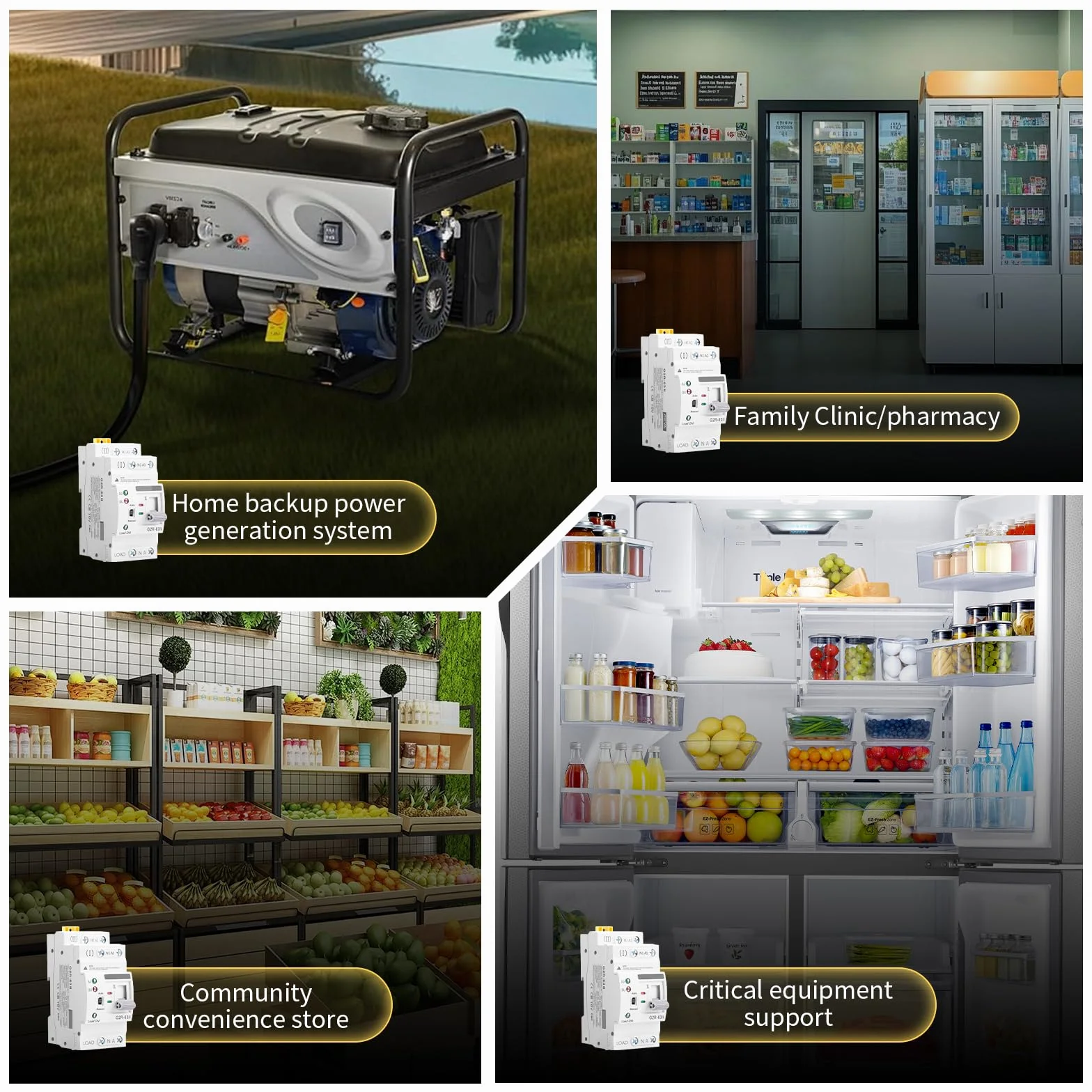 6-63a ATS Interruttore Trasferimento Automatico 2P 220V Dual Power Commutatore di Rete Automatico Fotovoltaico Commutatore 2 Posizioni Doppia Alimentazione per Impianti Domestici e Industriali
