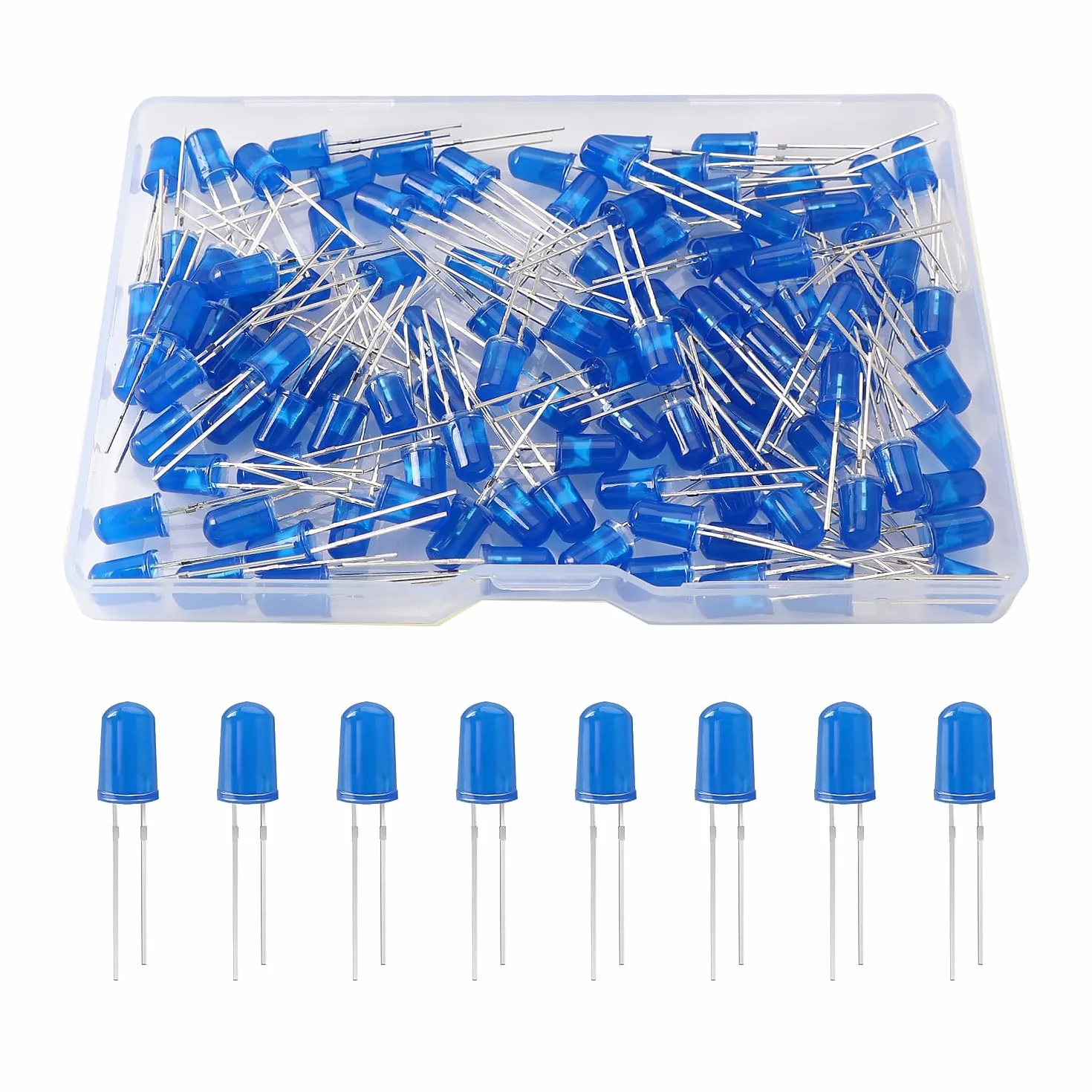 YIXISI 100 Pezzi 5mm LED Diodo Emettitore di Luce Blu, Testa Rotonda 2 Pin