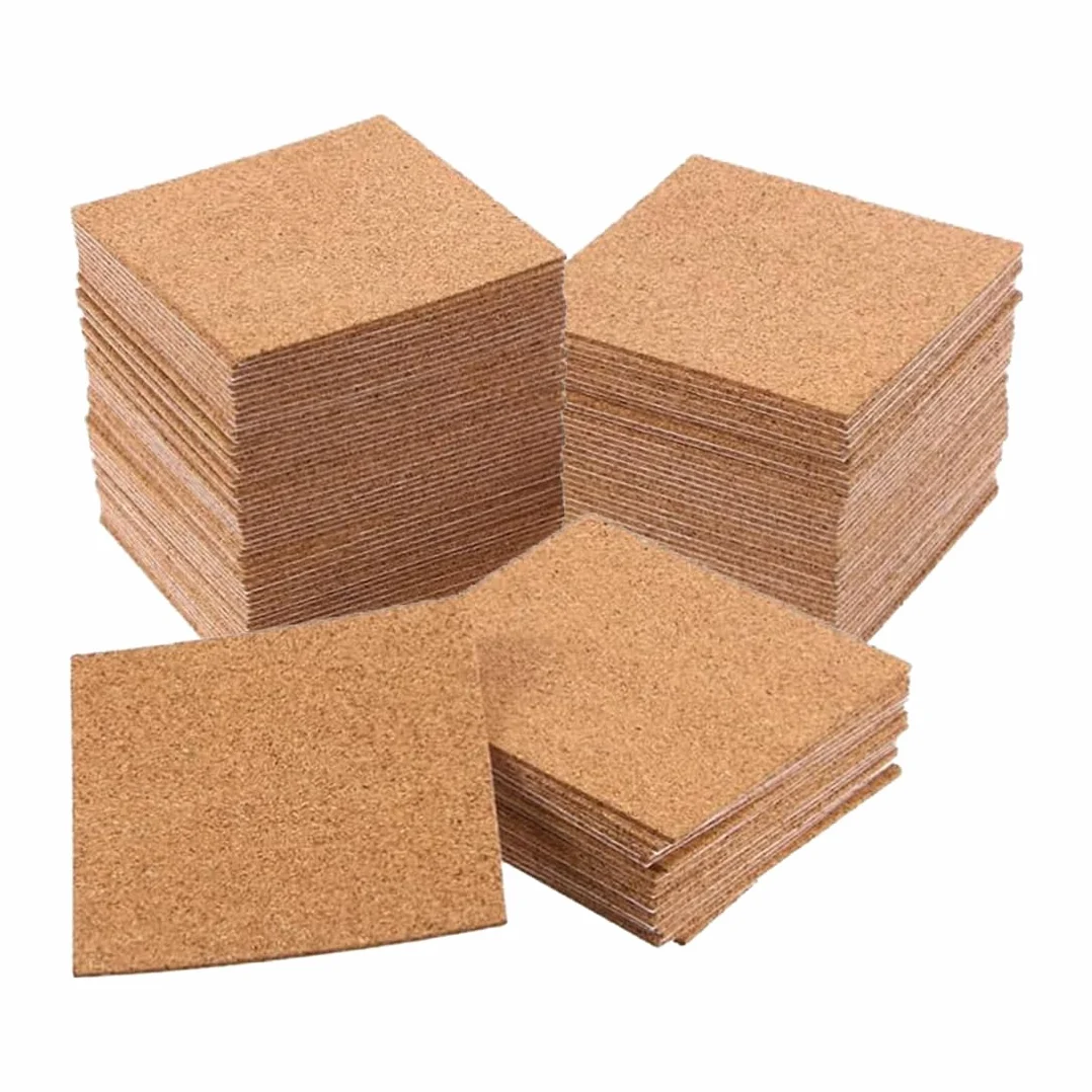Pannelli Autoadesivi in Sughero 50 Materassi Quadrati 10 x 10 cm