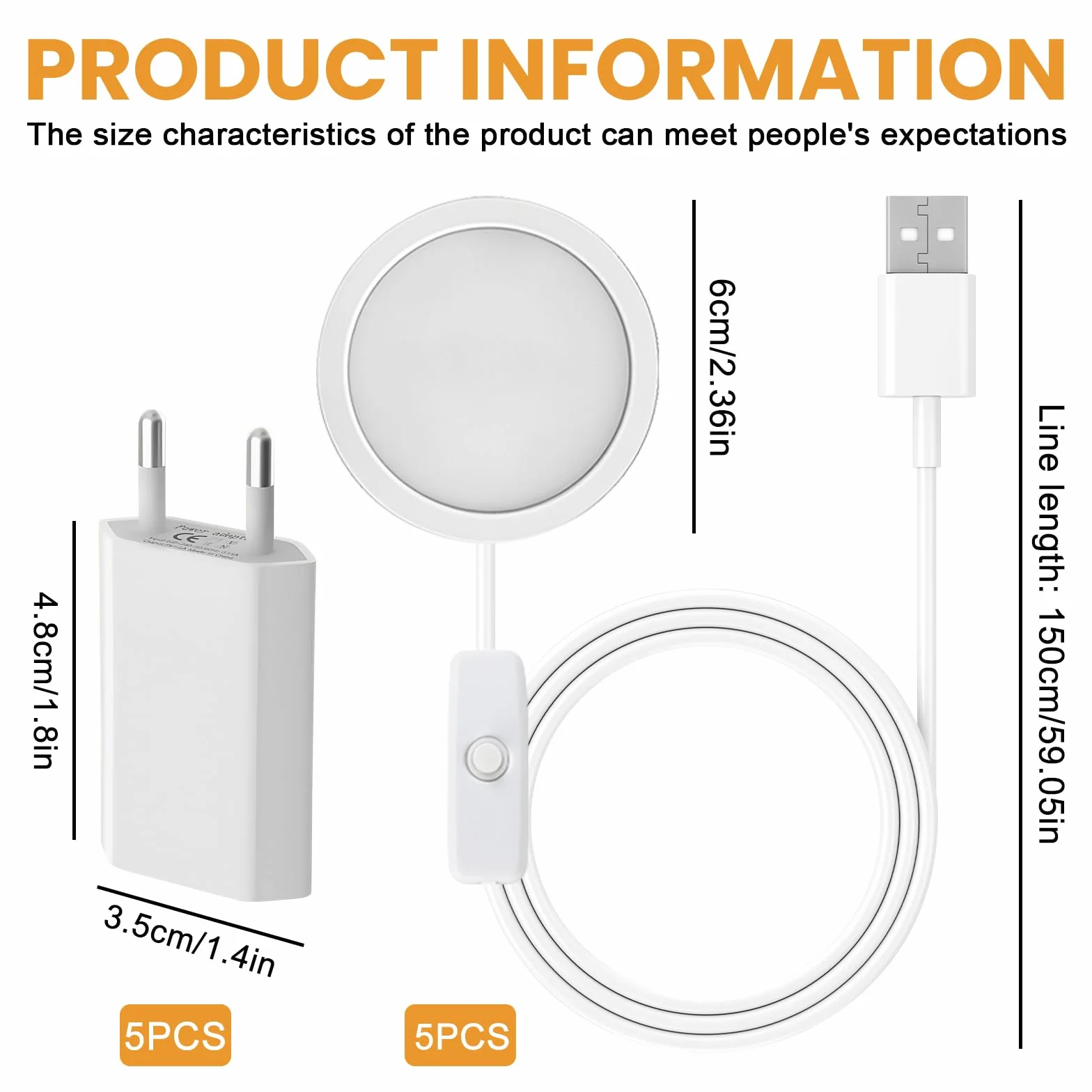 5 pezzi lampada a LED per stampante 3D, kit di luci per stampante, dimmerazione continua a tre colori, con 5 adattatori USB, modello di ricambio per A1/A1mini/P1S/P1P/X1C per luce notturna e progetti