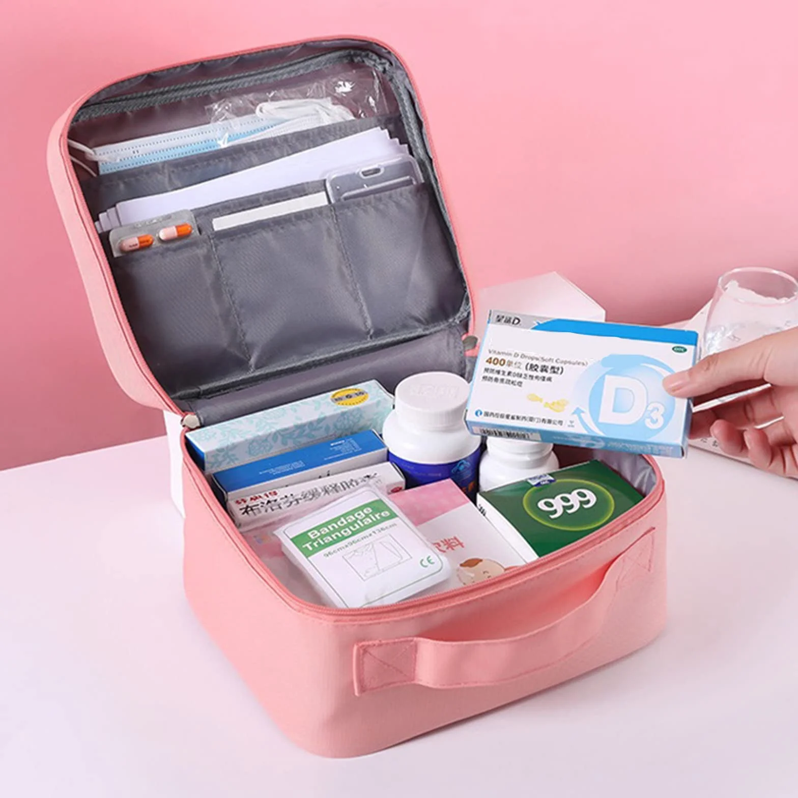 Borsa per farmacia da viaggio impermeabile scatola medica primo soccorso rossa