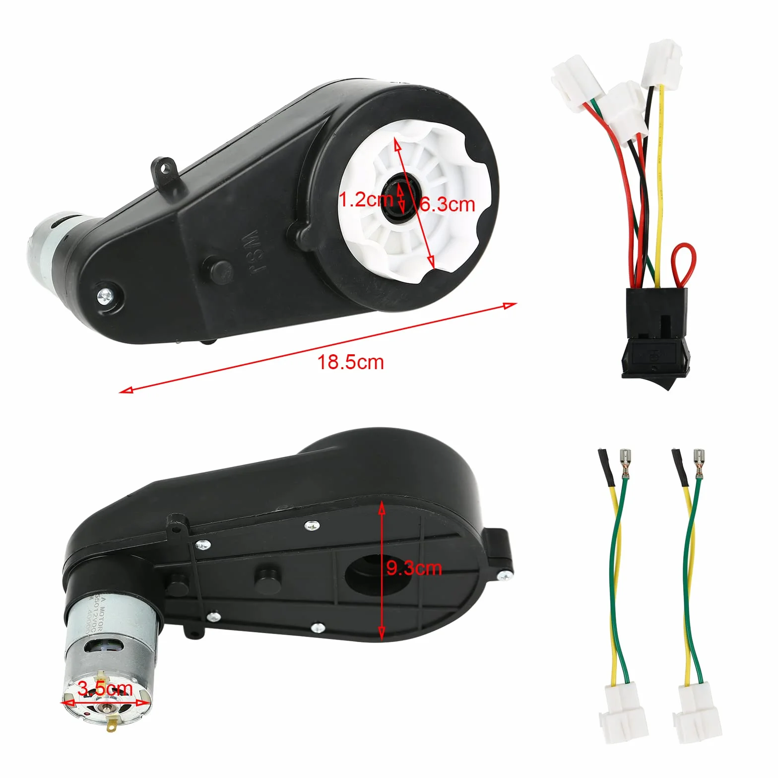 Kyaoayo (12V 40000RPM RS550 × 2) Motore Elettrico, Motore Elettrico per Auto Giocattolo per Bambini, Motore Elettrico con Cambio, per Bambini con Ruote Elettriche.