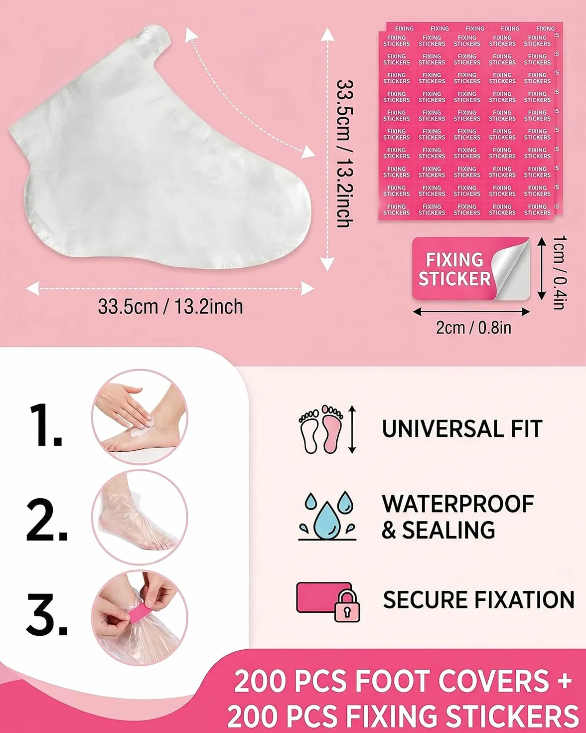 Fodere Monouso per Maschera Piedi 200 Pezzi con Adesivi | Calzari Trasparenti per Pedicure, Paraffina, Spa