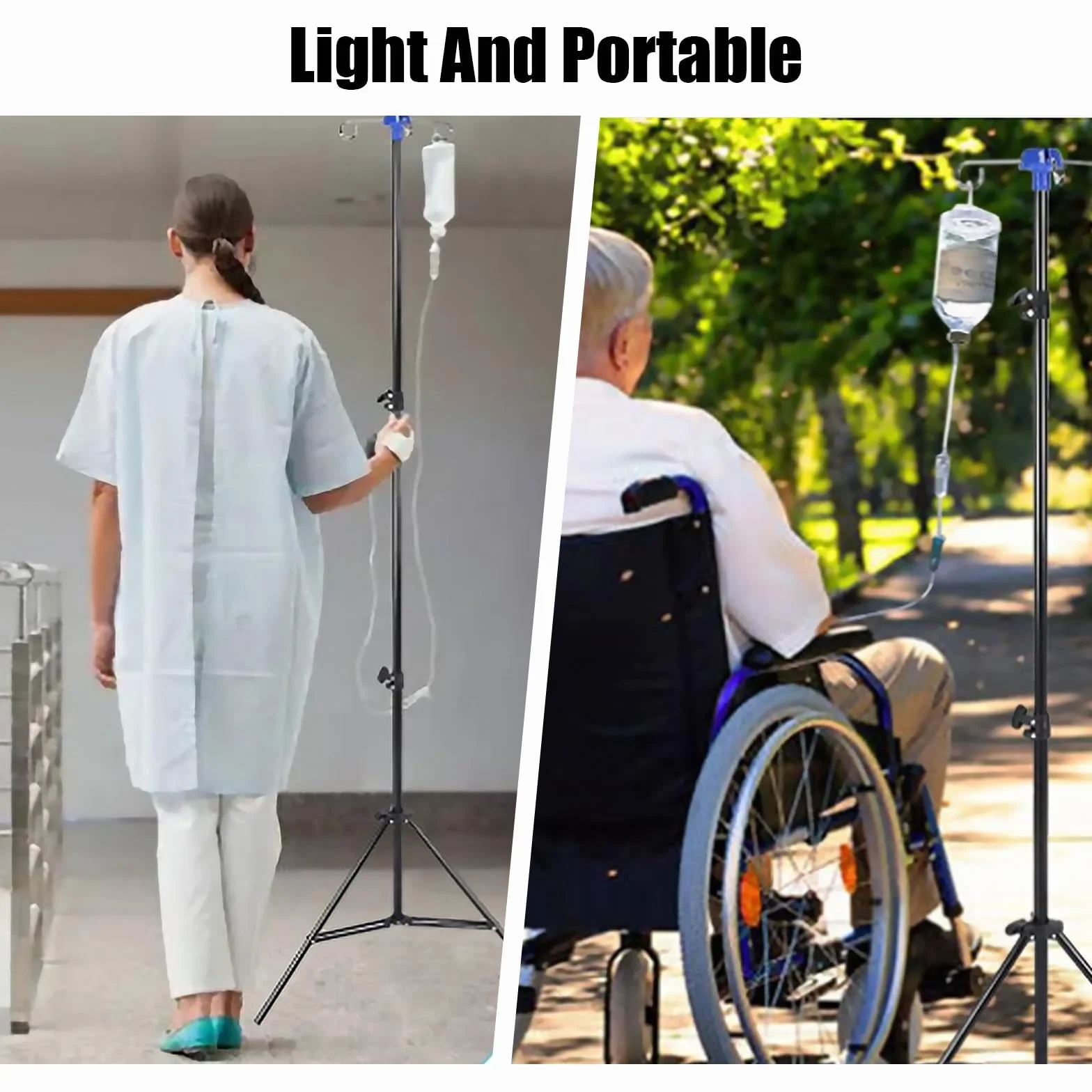 Supporto verticale pieghevole per infusione 2M Supporto per sacca antigoccia Lunghezza regolabile Supporto per flebo per l'assistenza clinica domiciliare