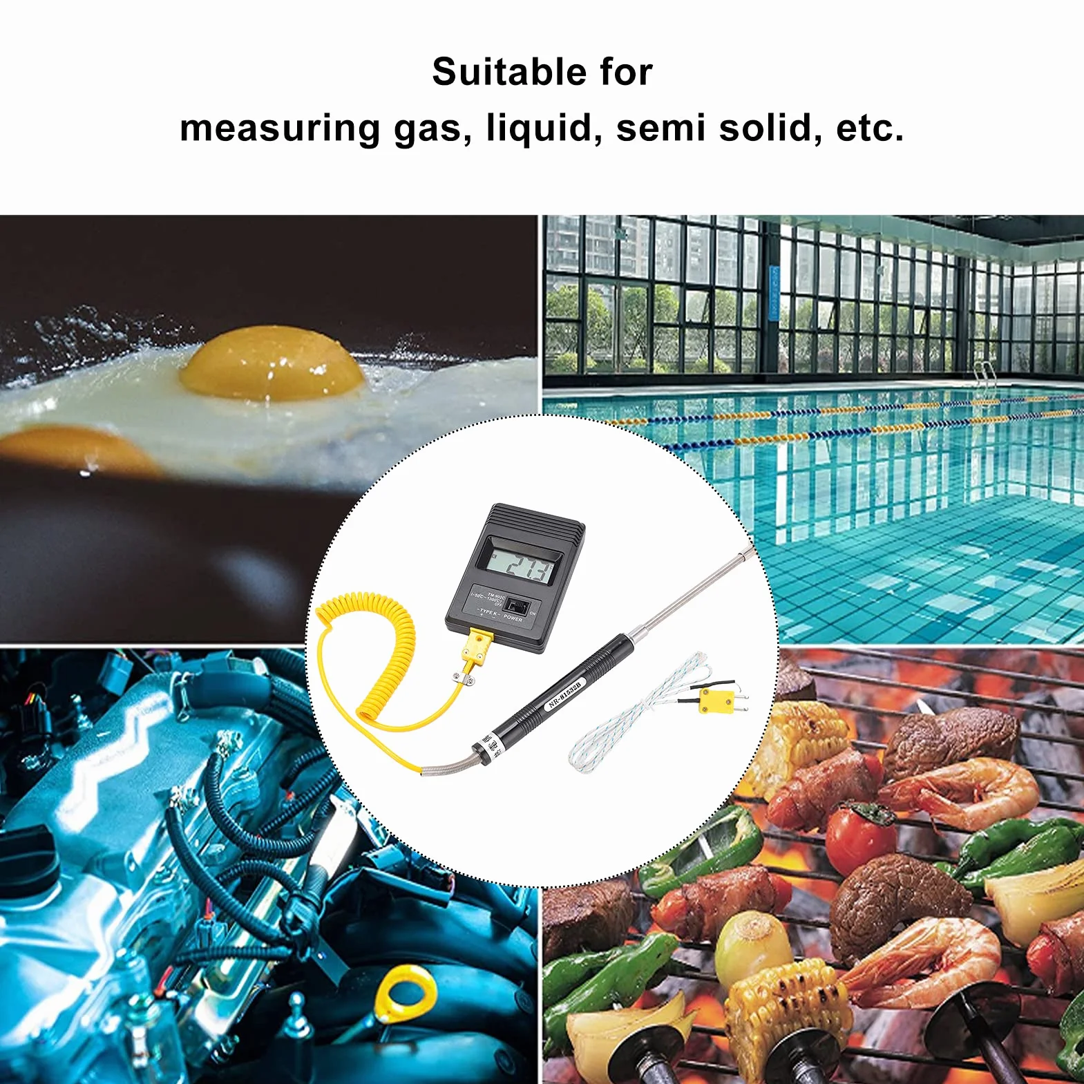 Termometro digitale Tm-902C -50~500℃ LCD tipo K con termocoppia