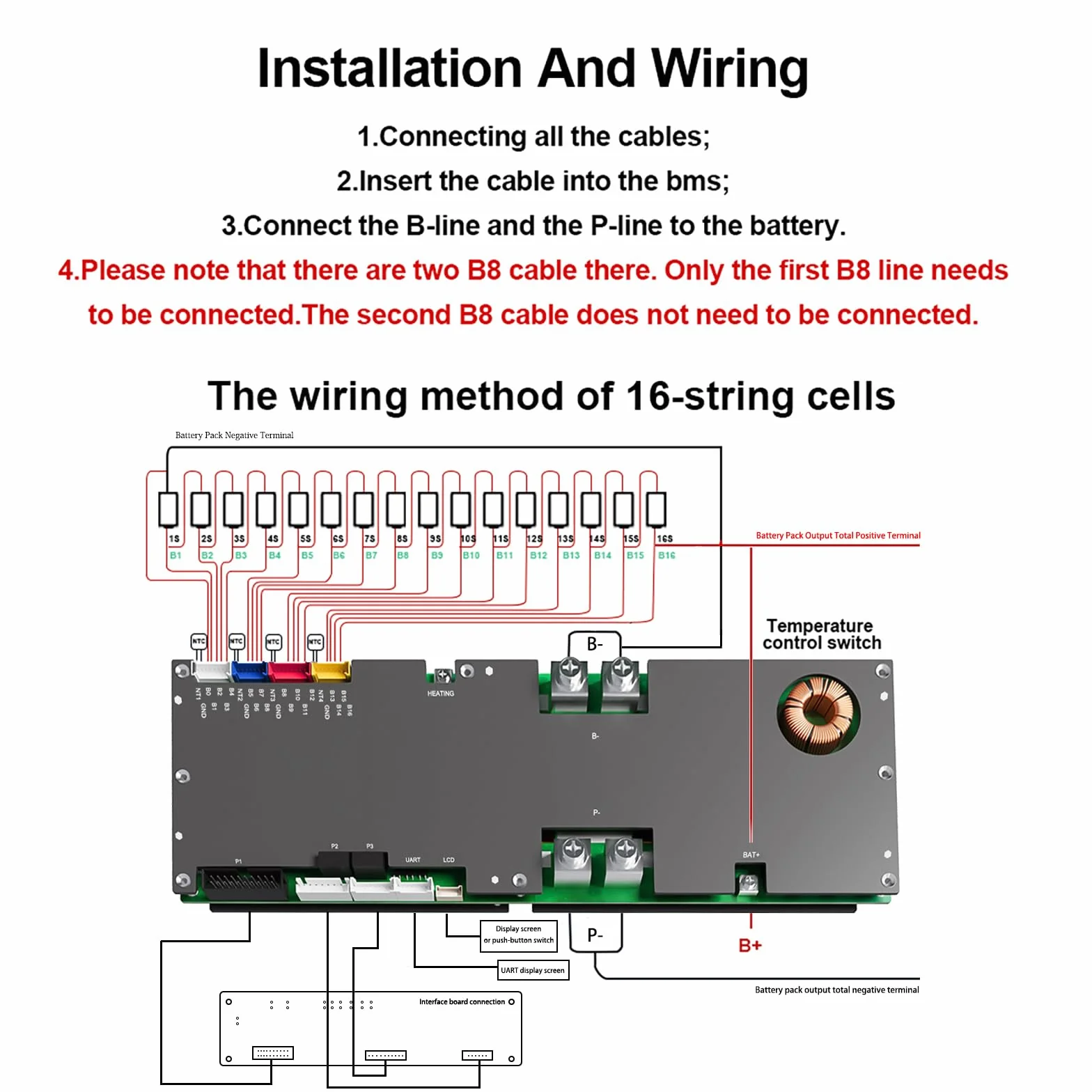 JKBMS Inverter BMS 8S-16S 24V-48V 200A - V19 Home Energy Storage BMS con UART per nuovo display, Bilanciamento attivo 2A, Bluetooth integrato, RS485 & CAN, per sistema solare (JK-PB2A16S20P V19)