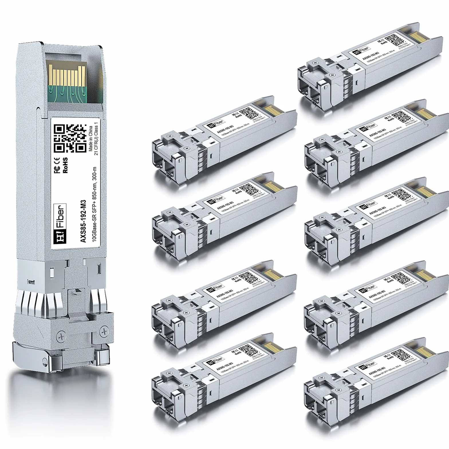 10G Multimode SFP+ LC Modulo 10GBase-SR Fiber Transceiver per Cisco SFP-10G-SR, Meraki MA-SFP-10GB-SR, Ubiquiti UniFi UF-MM-10G, Mikrotik, Netgear