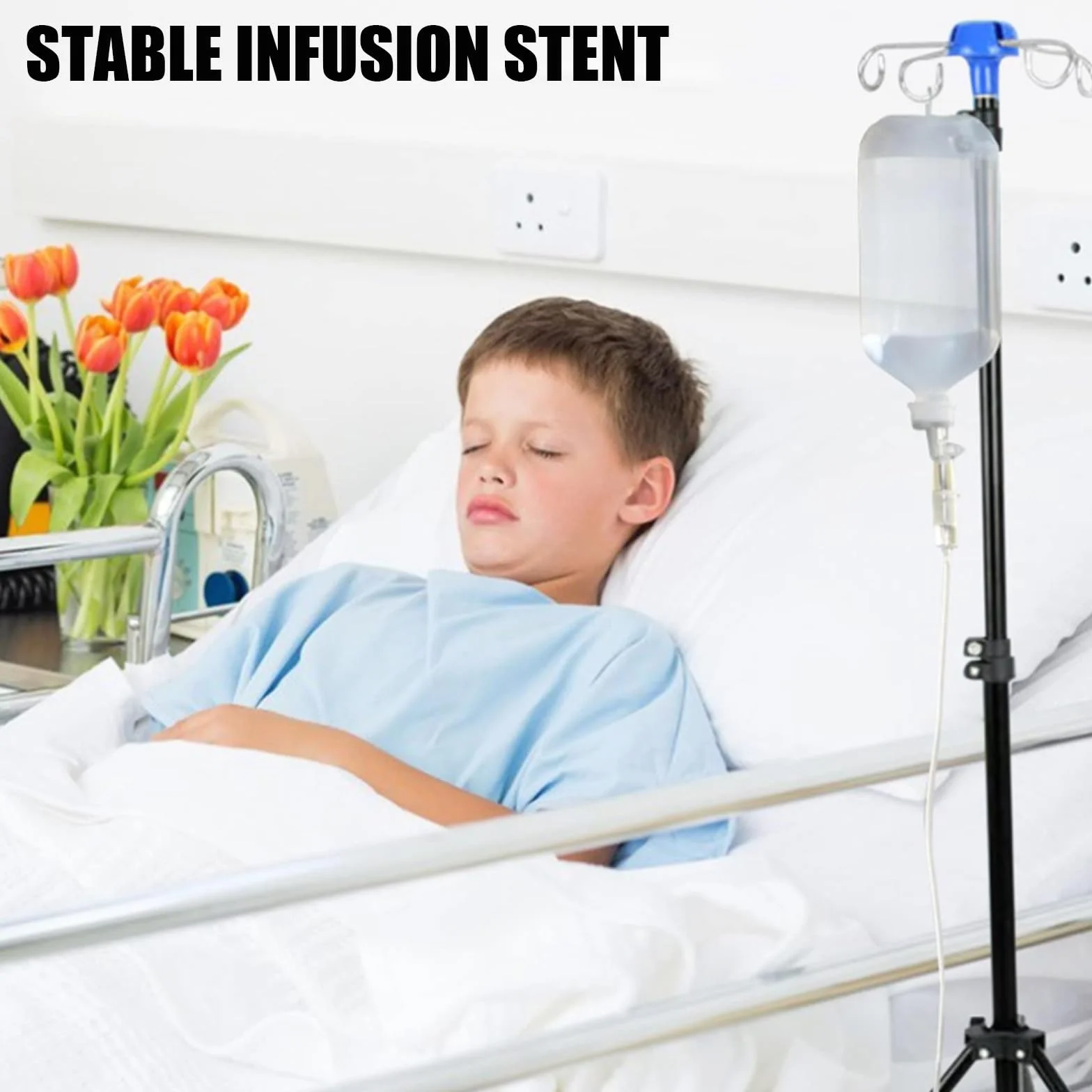 Supporto verticale pieghevole per infusione 2M Supporto per sacca antigoccia Lunghezza regolabile Supporto per flebo per l'assistenza clinica domiciliare