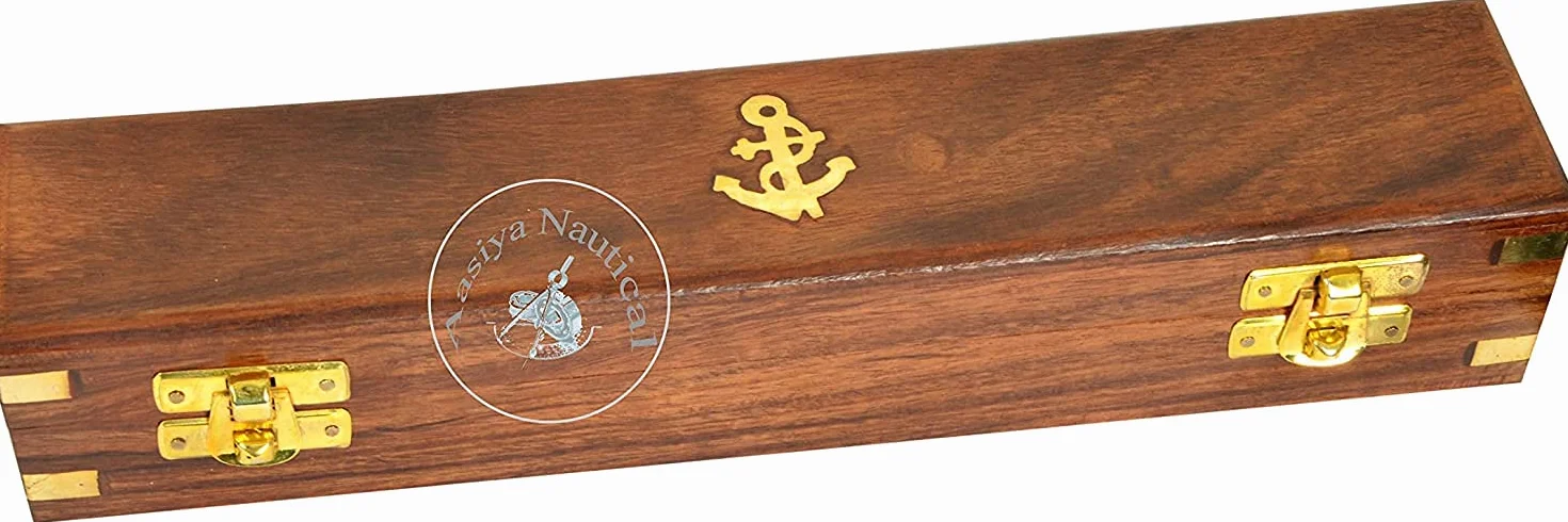 Divisore proporzionale in ottone massiccio 22,9 cm per artisti con punta in acciaio e scatola di legno