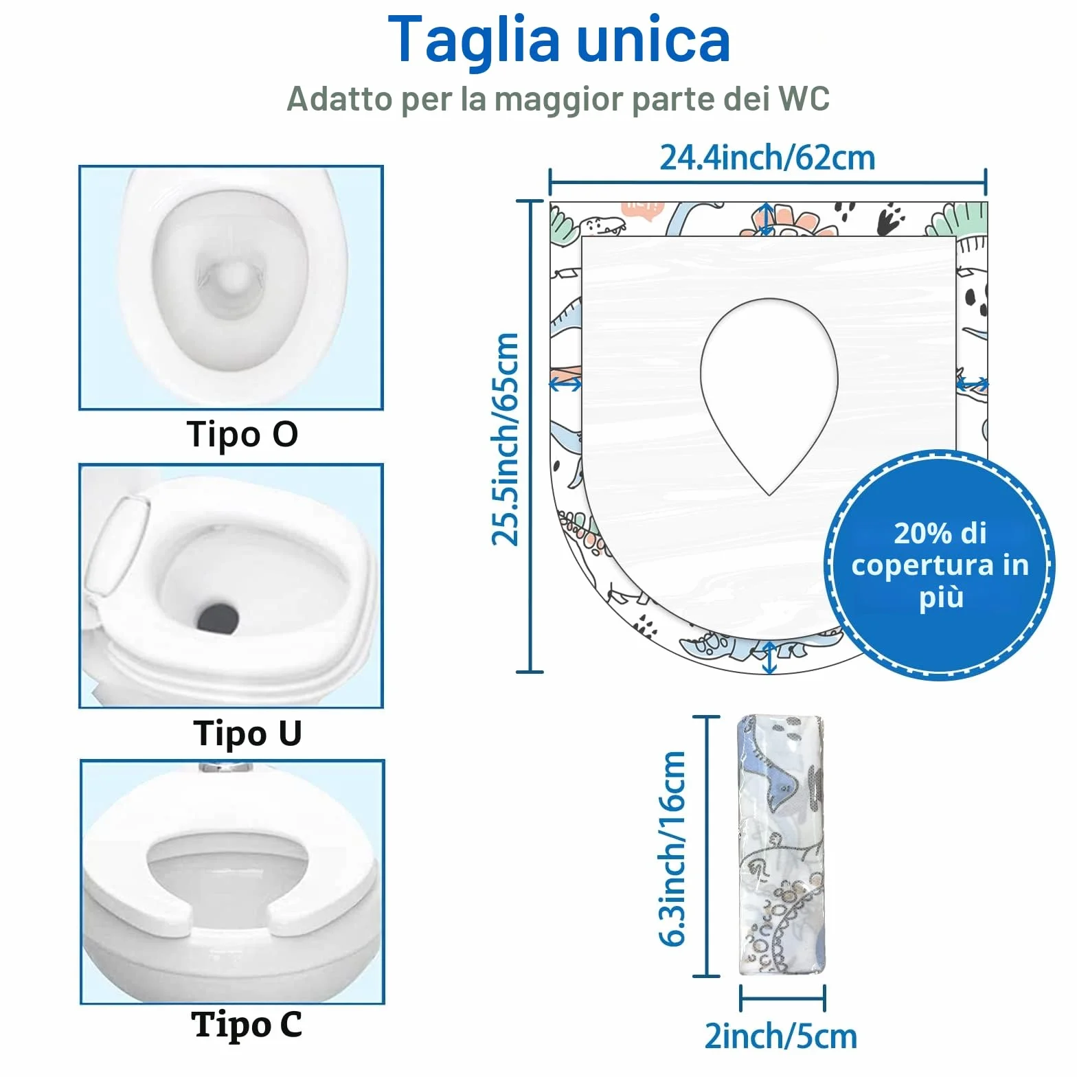 YIHATA 20 Pezzi Copriwater USA e getta per bambini e adulti Coprisedili Monouso per WC Pubblico