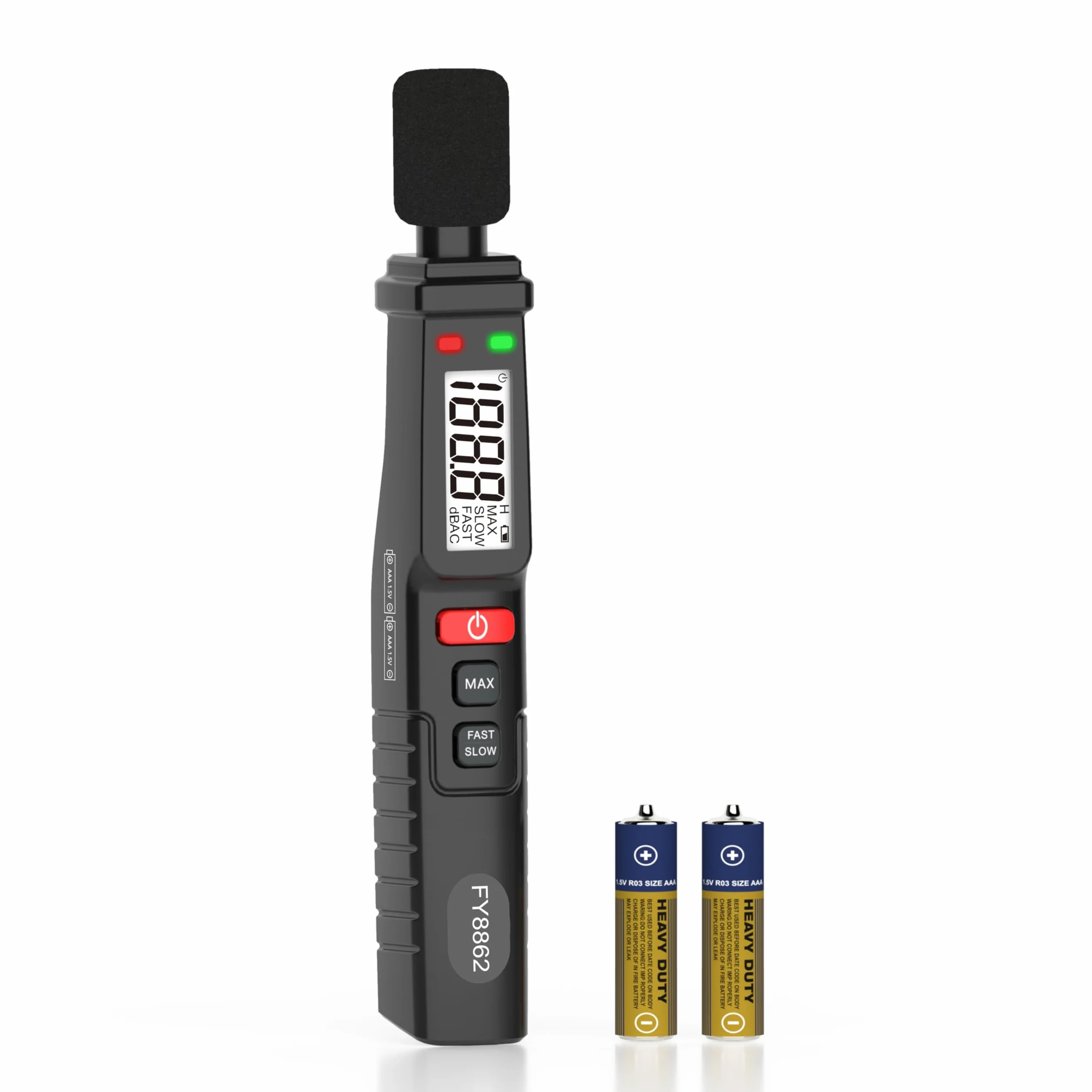 Fonometro, Misuratore di Rumore Digitale 30 – 130 dB, Misuratore di Rumore Audio con A/C, Misuratore Portatile SPL con Display LCD a Colori, MAX Hold, Data Hold, Torcia per Home Factory Office